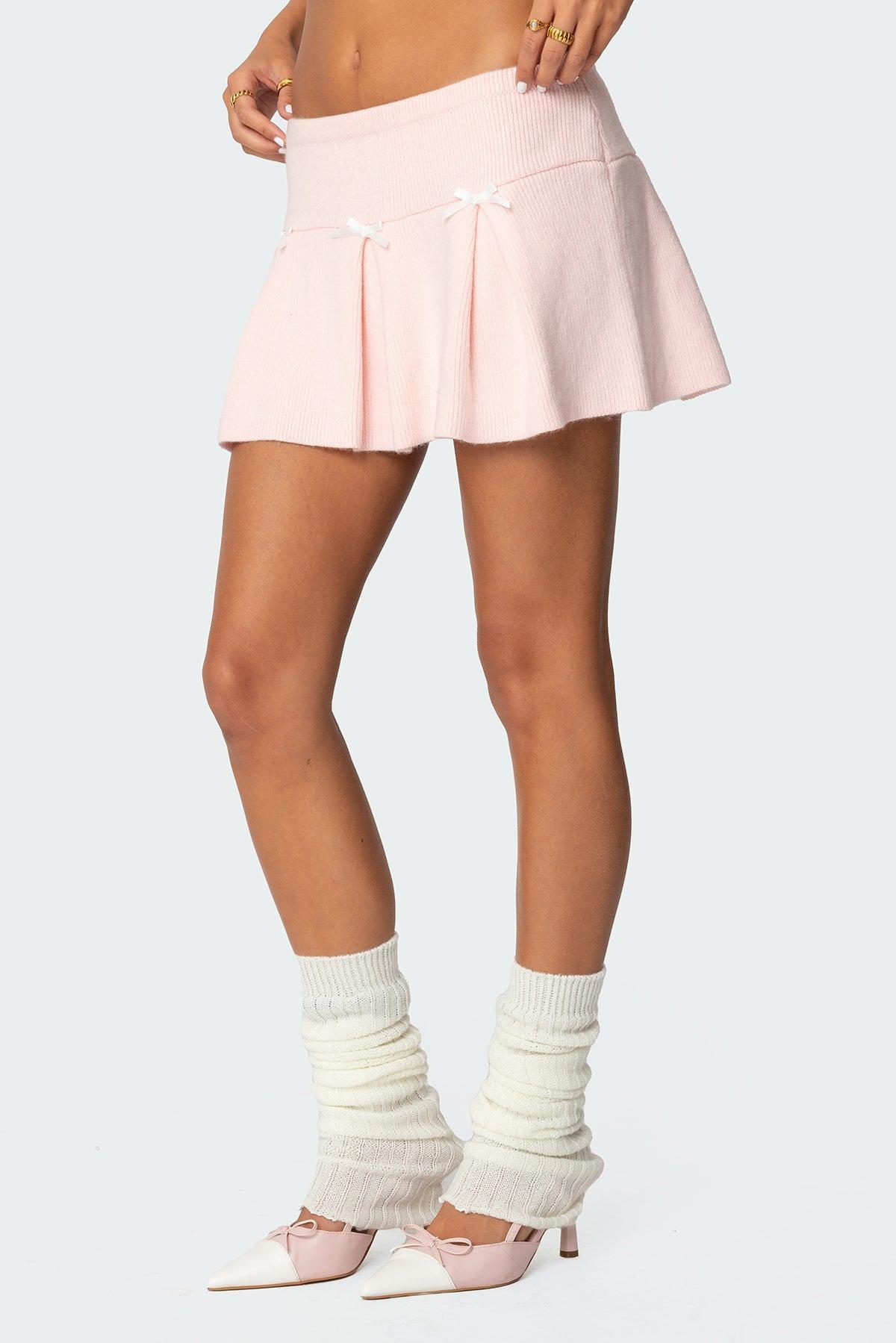 Easter Pleated Knit Mini Skirt Product Image