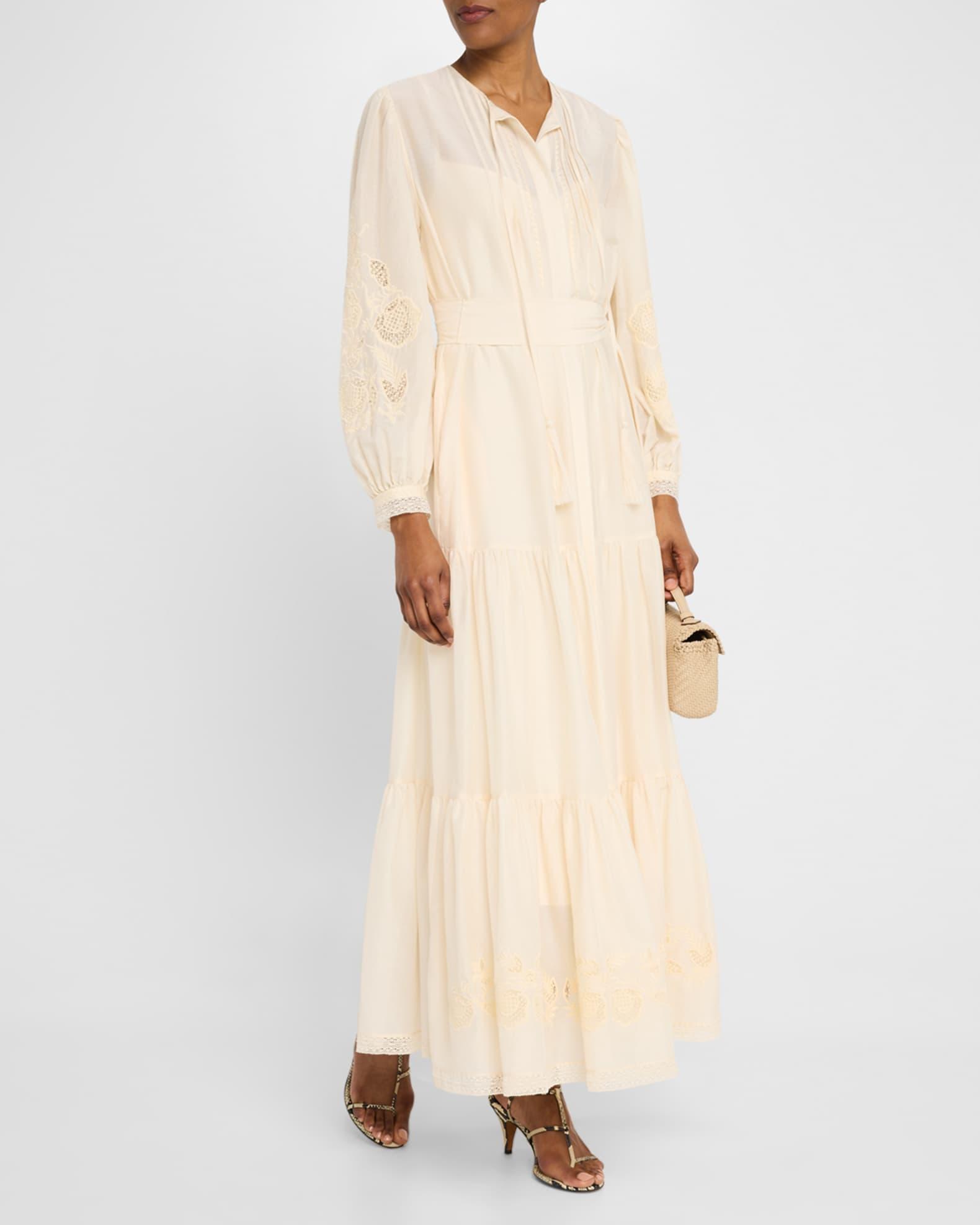 Shanice Tiered Floral-Embroidered Maxi Dress Product Image