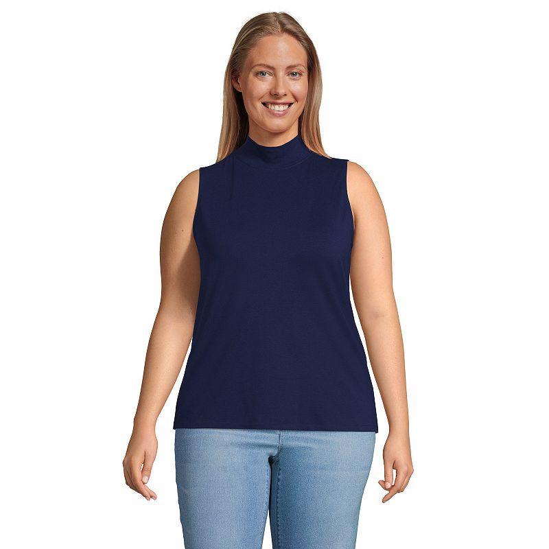 Plus Size Lands' End Sleeveless Mock Neck Tank Top, Women's, Size: 2XL, Grey Heather Product Image