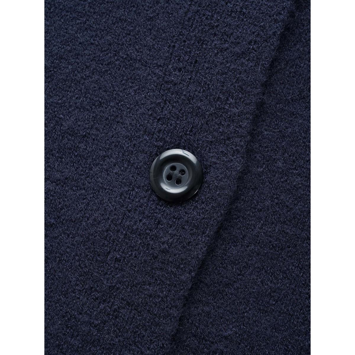 Plus Size Plain Patched Pocket Button Up Cardigan Indigo Women Elegant Loose Long Sleeve Everyday Cardigans BloomChic 26/4X Product Image