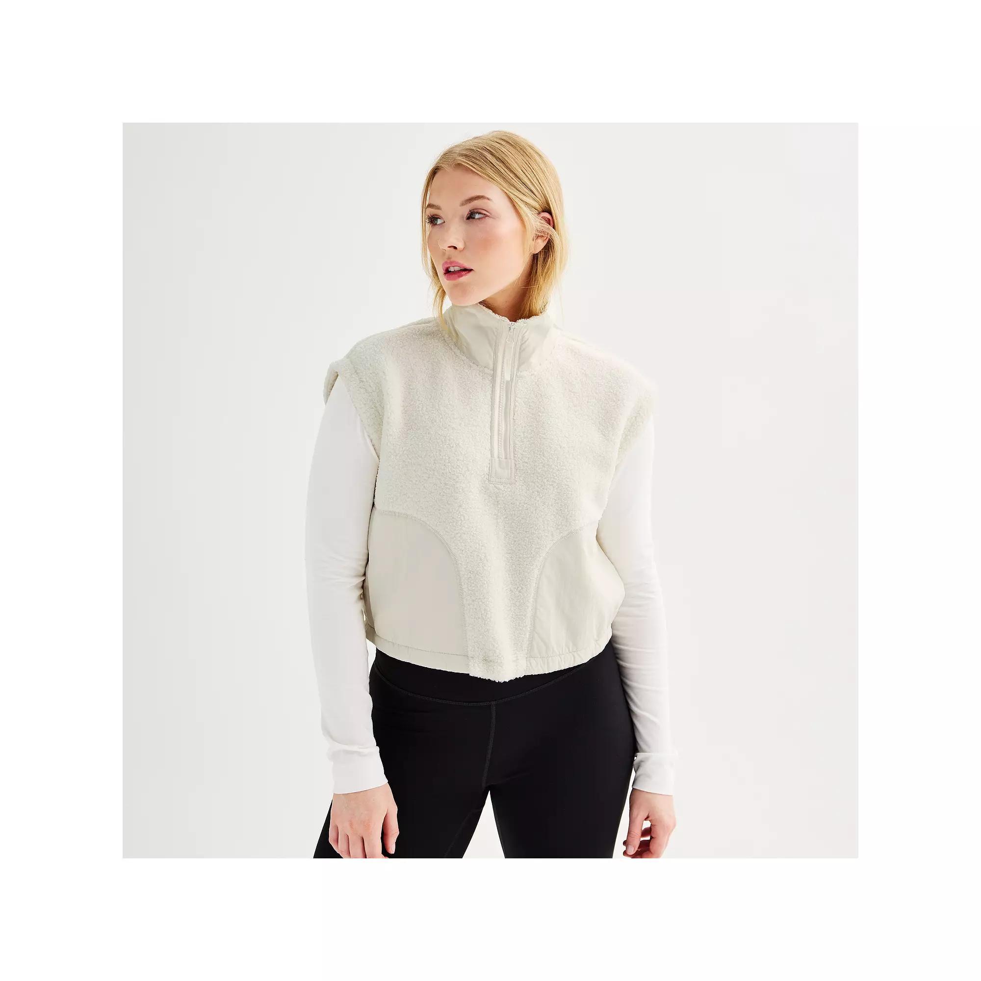 Women's FLX Oversized Cropped High Pile Vest, Size: XS, Mineral Black Product Image