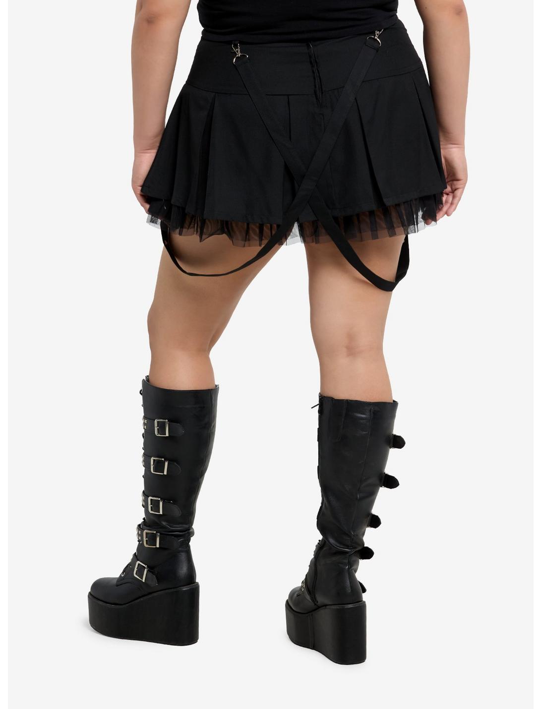 Social Collision Black Pyramid Stud Suspender Skirt Plus Size Product Image