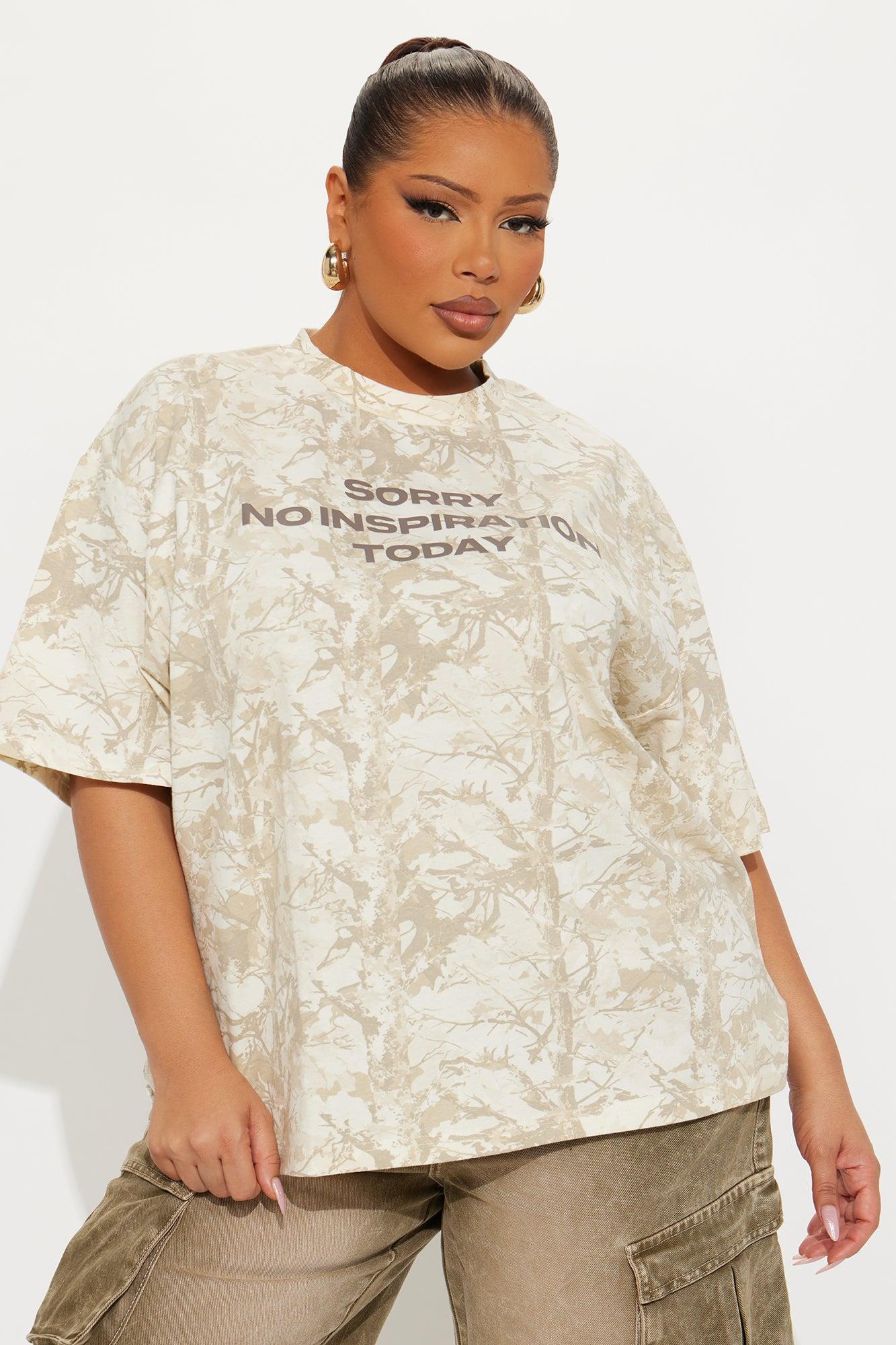 Sorry No Inspo Camo Oversized Tee - Camouflage Product Image