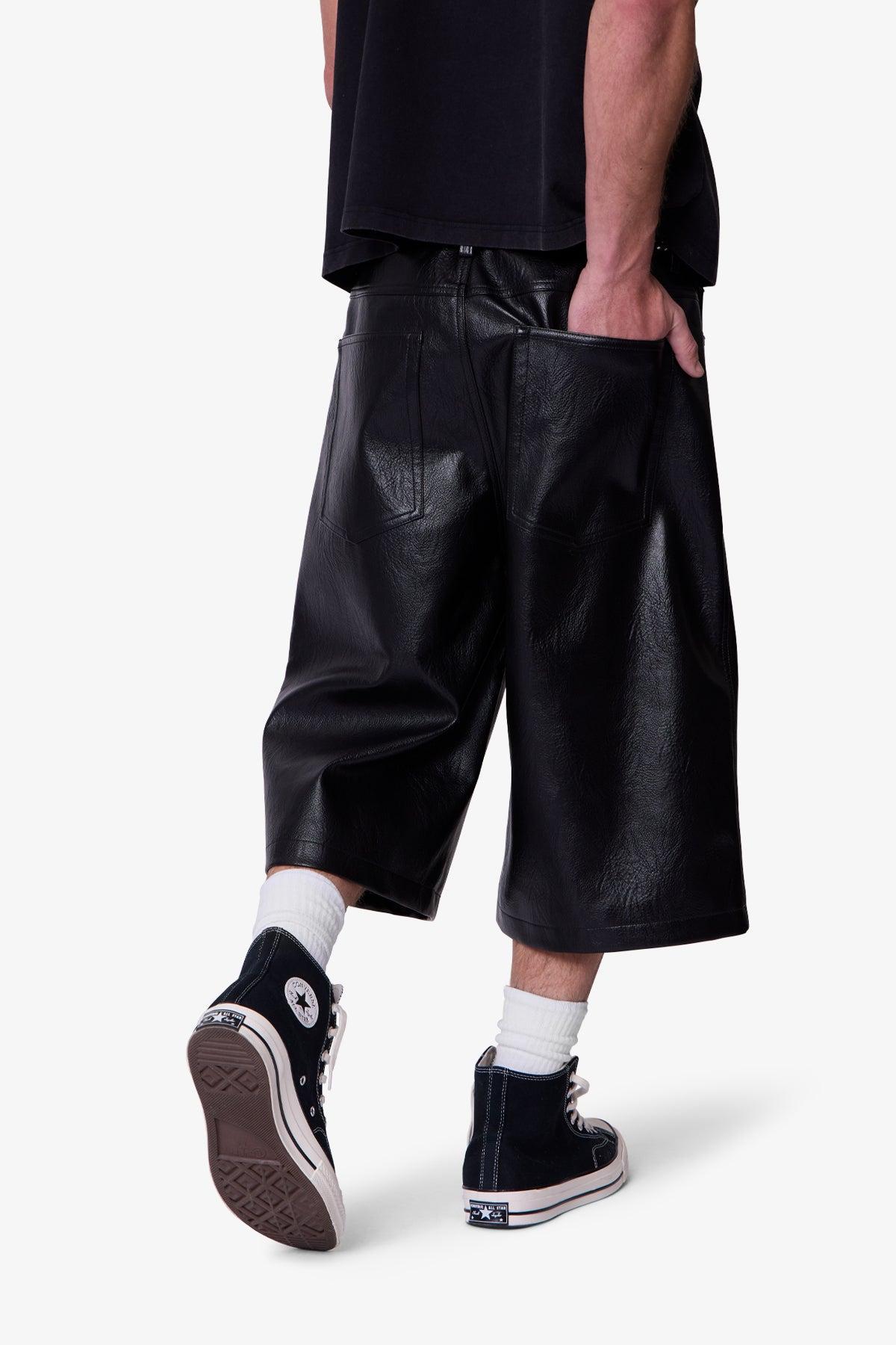 Ultra Baggy Leather Shorts - Black Product Image