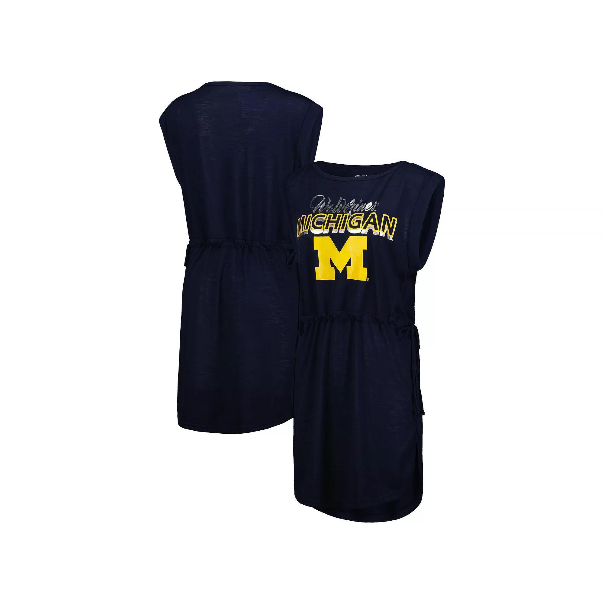 Womens G-III 4Her by Carl Banks Michigan Wolverines GOAT Swimsuit Cover-Up Dress Blue Product Image