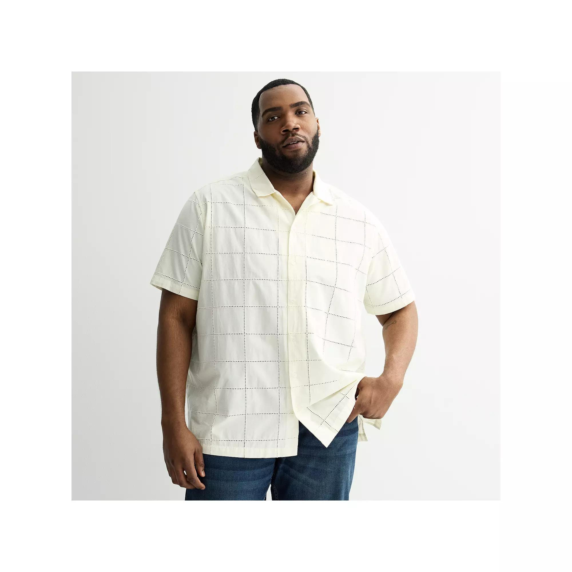 Big & Tall Apt. 9® Short Sleeve Embroidered Camp Collar Shirt, Men's, Size: XL Tall, Ivory Eyelet Product Image