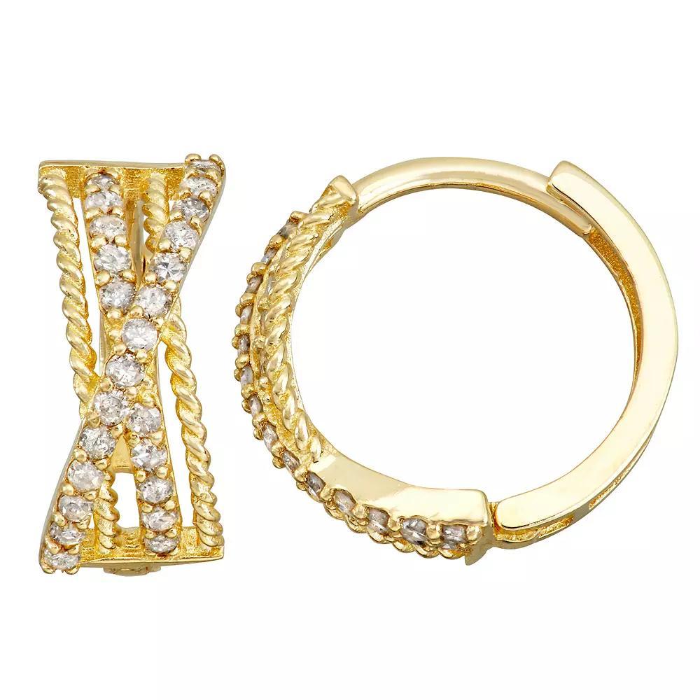 Tiara 10k Gold 1/4 Carat T.W. Diamond Huggie Hoop Earrings, Women's Product Image