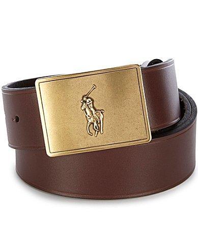 Polo Ralph Lauren Mens Pony Plaque Buckle Leather Belt Product Image
