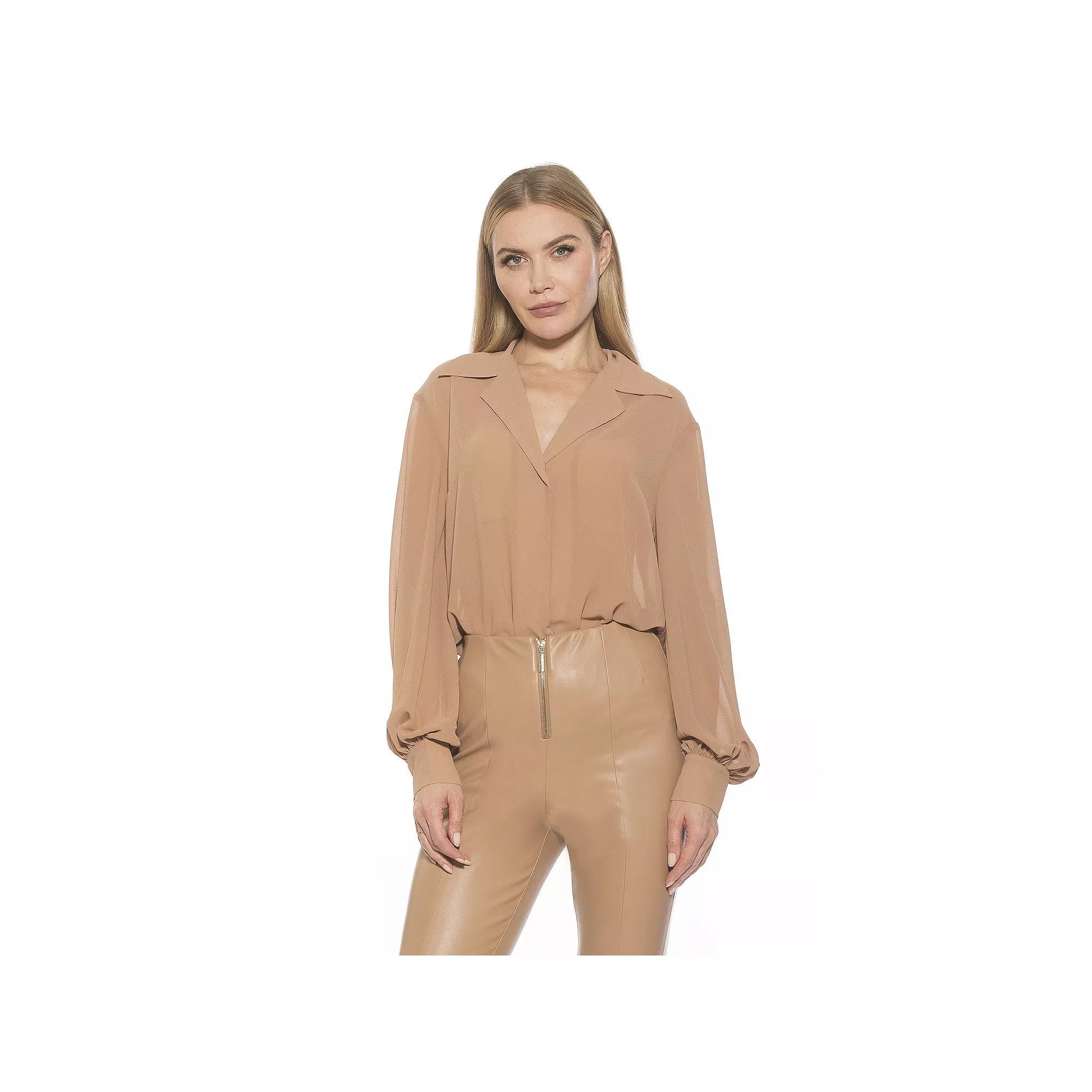 Women's ALEXIA ADMOR Mila Silky Collared Blouse, Size: 6, Nude Product Image