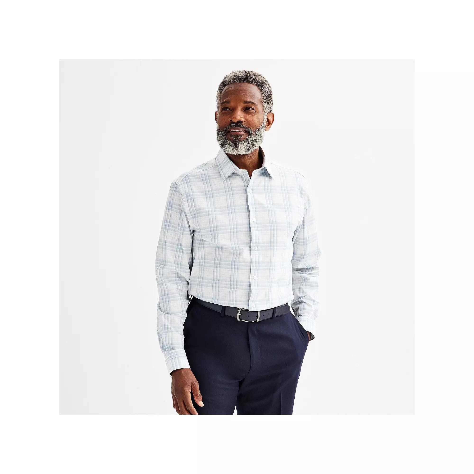 Men's Apt. 9® Premier Flex Regular-Fit Wrinkle Resistant Dress Shirt, Size: Medium-32/33, Gray Geo Dobby Product Image