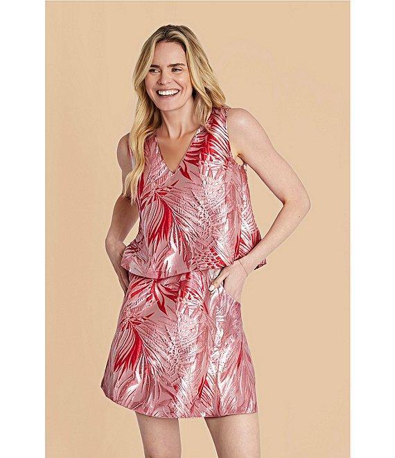 Buru Le V Mod Palm Brocade Cropped V-Neckline Sleeveless Coordinating Top Product Image
