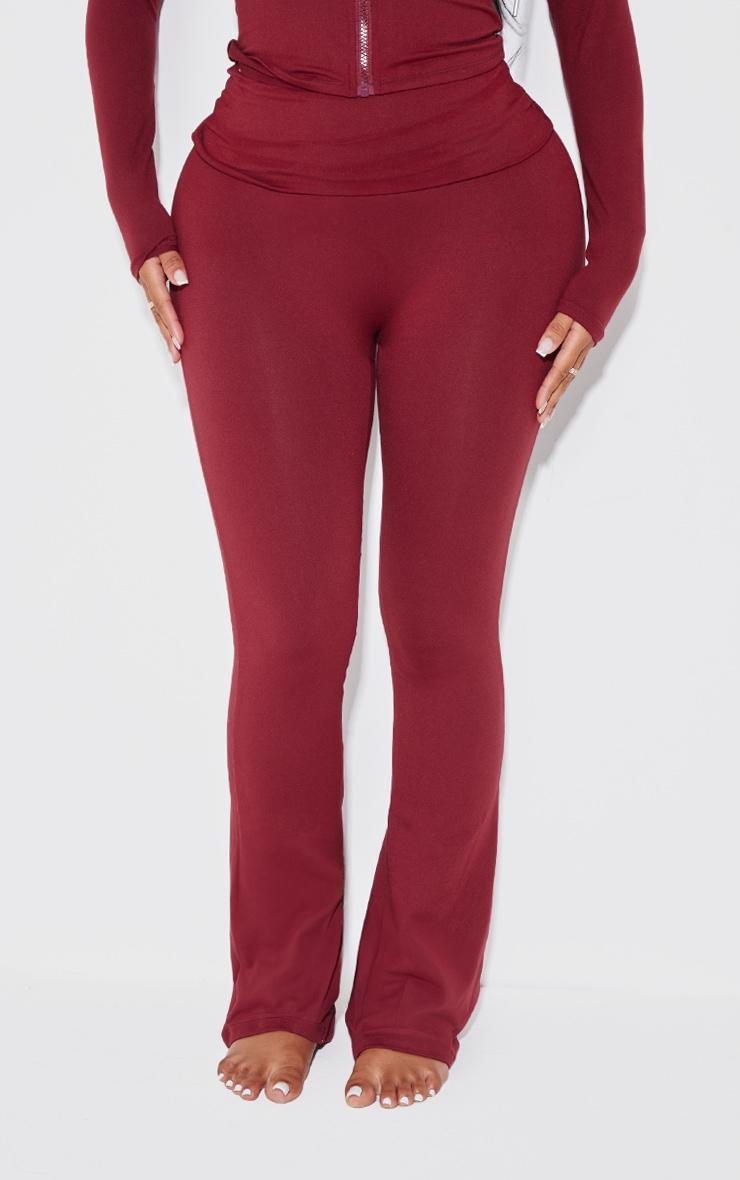 Shape Burgundy Sculpted Foldover Waist Flare Pants Product Image