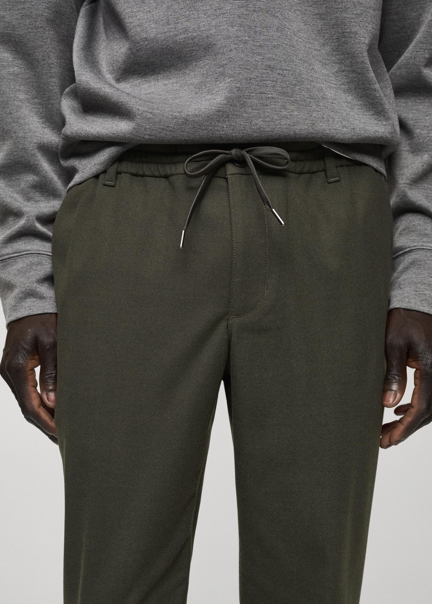 Cotton pants with adjustable drawstring - Men | MANGO USA Product Image
