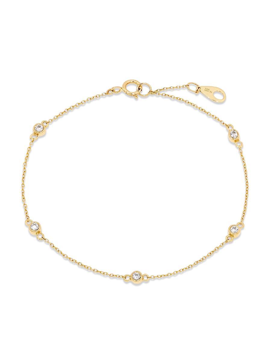 Womens Juliet 14K Yellow Gold & 0.03 TCW Lab-Grown Diamond Station Bracelet Product Image