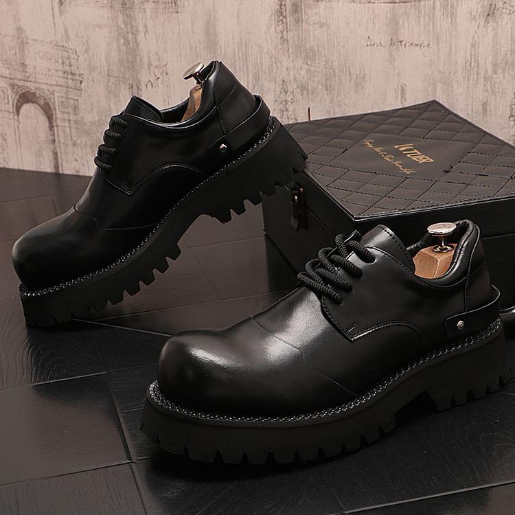 Platform Plain Lace-Up Dress Shoes Product Image