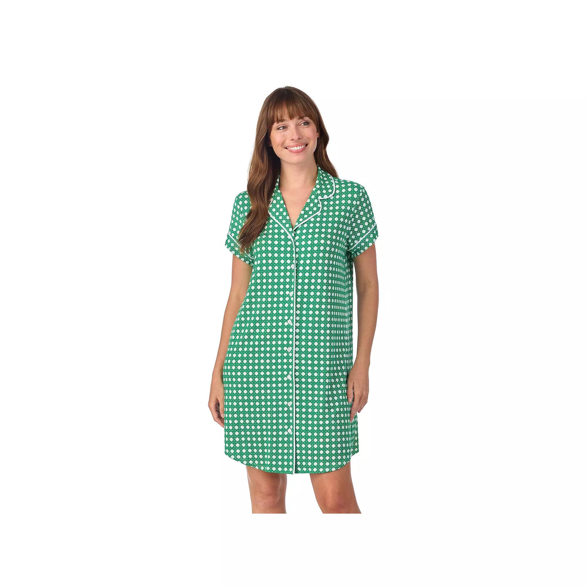 Womens Draper James Printed Cozy Short Sleeve Notch Collar Sleepshirt Product Image
