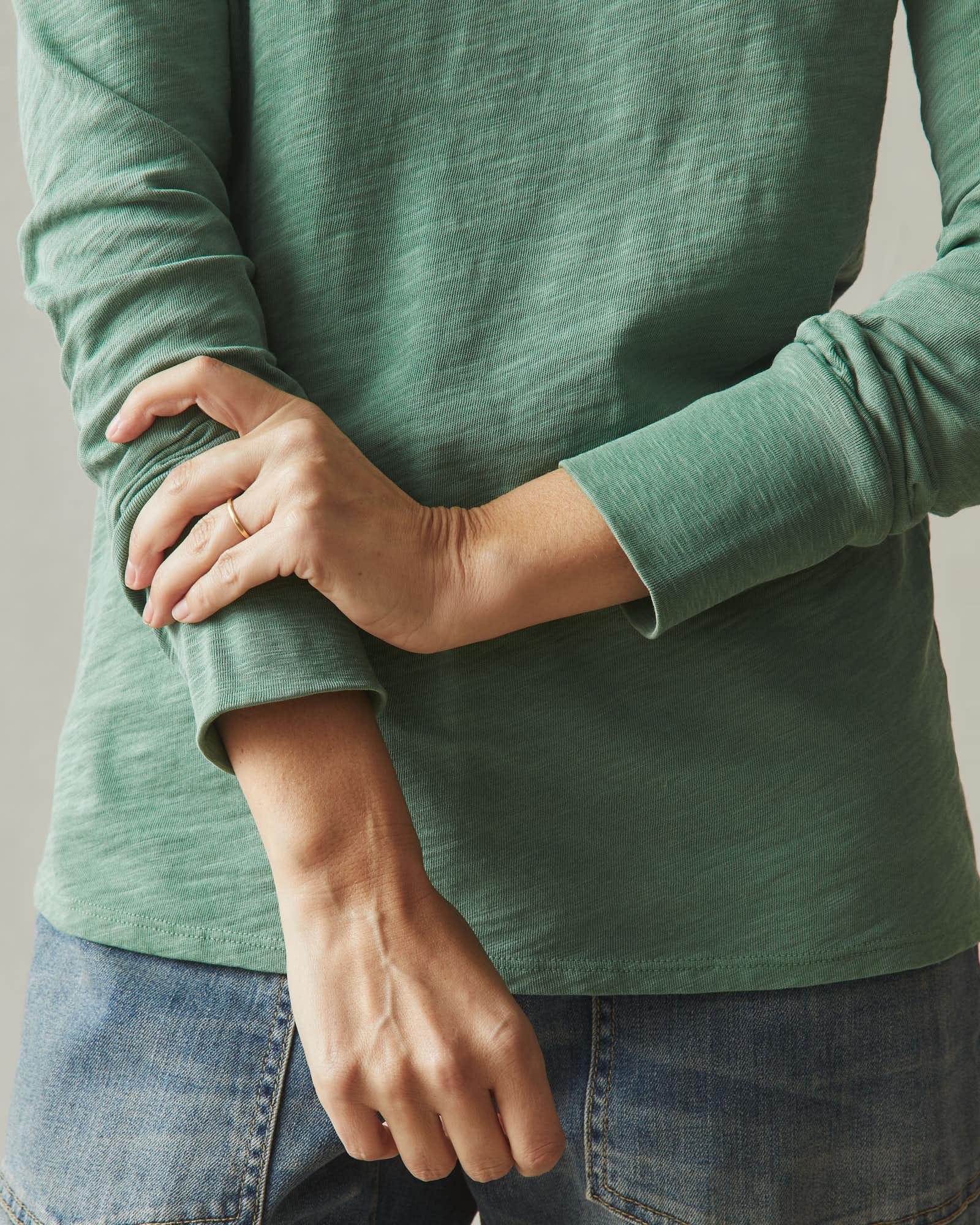 Premium Slub Crew Tee Long Sleeve - Fern Female Product Image