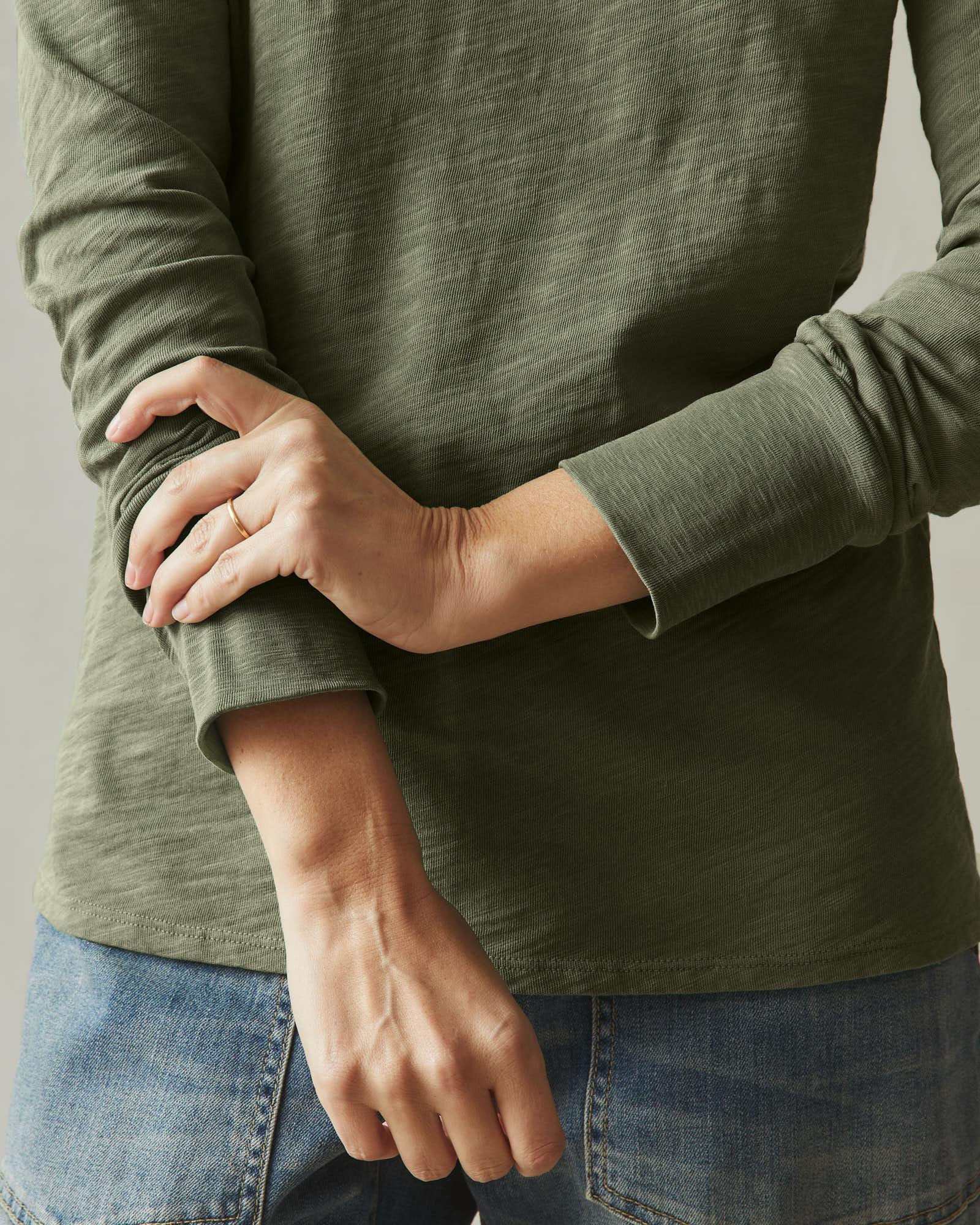 Premium Slub Crew Tee Long Sleeve - Fern Female Product Image