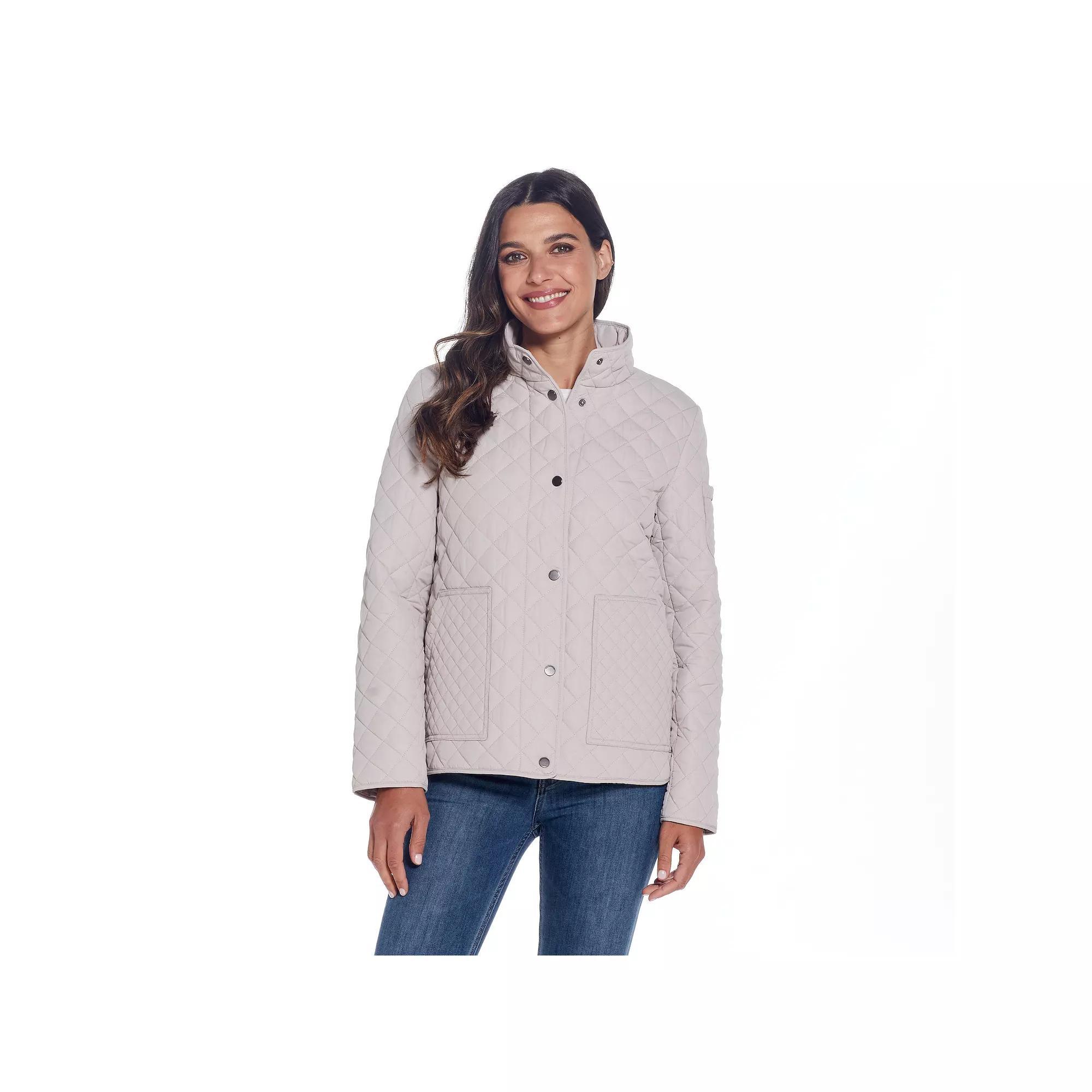 Women's Weathercast Mixed Diamond Quilted Modern Barn Jacket, Size: Small, Oatmeal Product Image