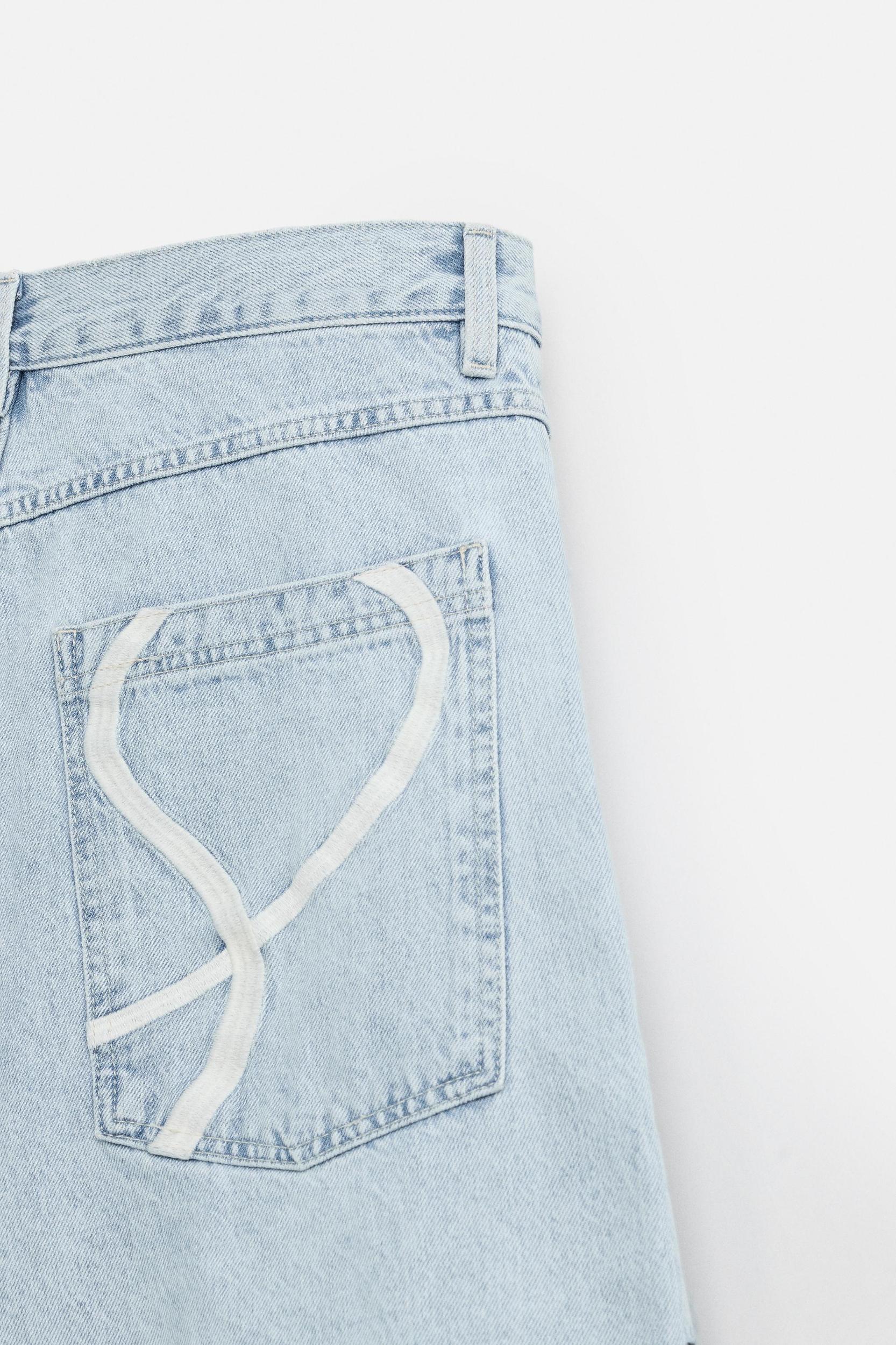 EMBROIDERED BAGGY FIT DENIM SHORTS Product Image