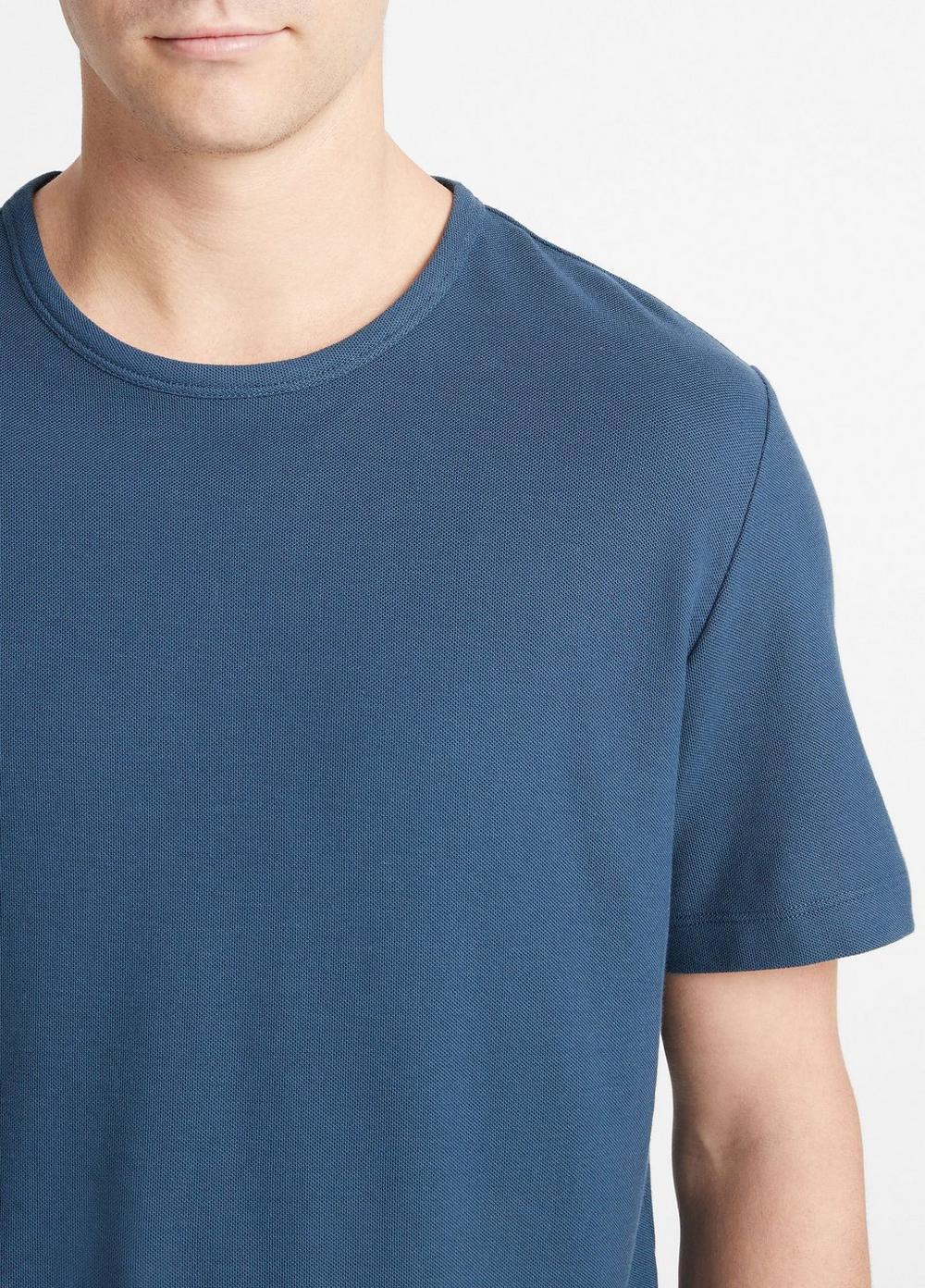 Mens Pima Cotton Piqu Crew Neck T-Shirt, Soft Black, Size L Vince Product Image