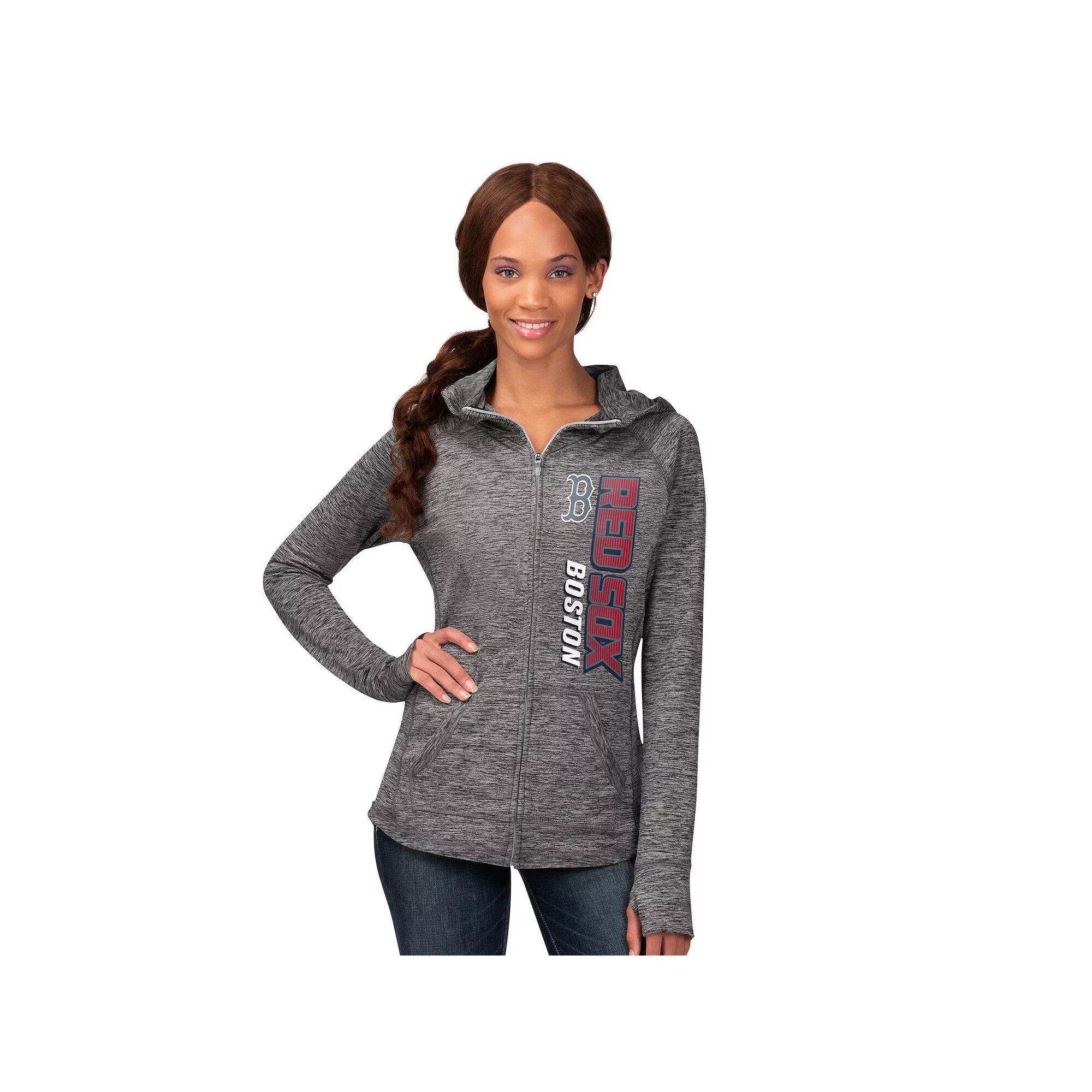 Women's G-III 4Her by Carl Banks  Heather Gray Atlanta Braves Defender Space Dye Raglan Full-Zip Hoodie, Size: Small, Grey Product Image