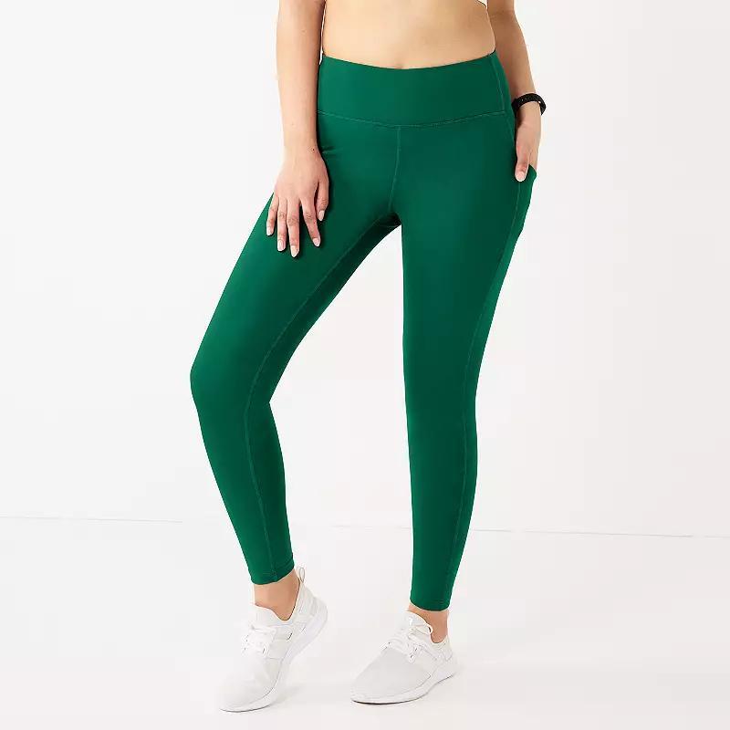 Women's Tek Gear® Ultrastretch High-Waisted Side Pocket 7/8 Leggings, Size: Large, Kalari Green Product Image