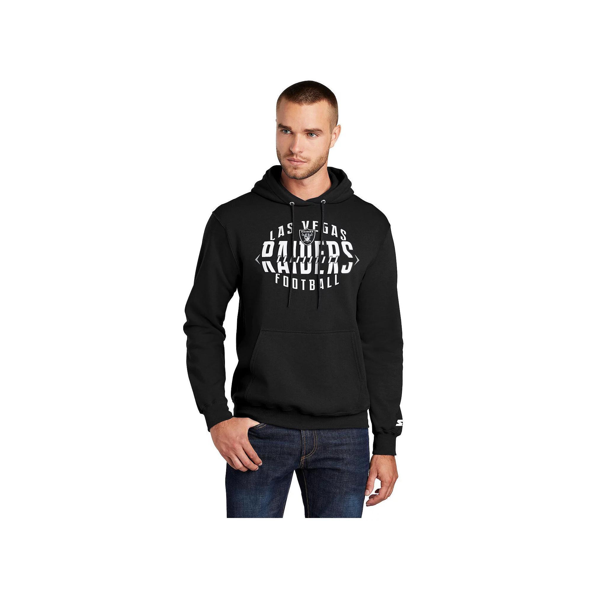 Men's Starter Black Las Vegas Raiders Football Pullover Hoodie, Size: XL, Lvr Black Product Image