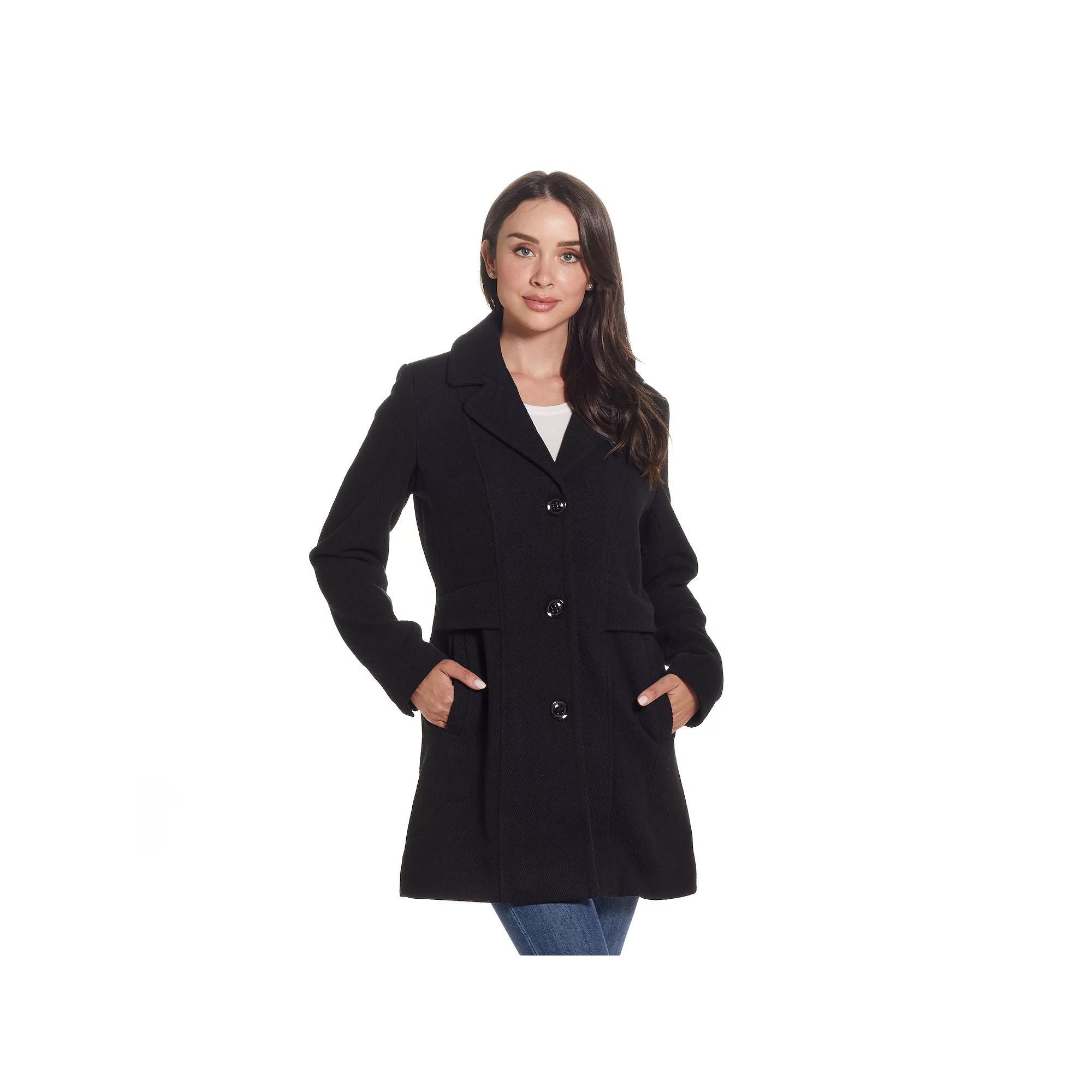 Women's Gallery Wool-Blend Walker Coat, Size: Large, Black Product Image