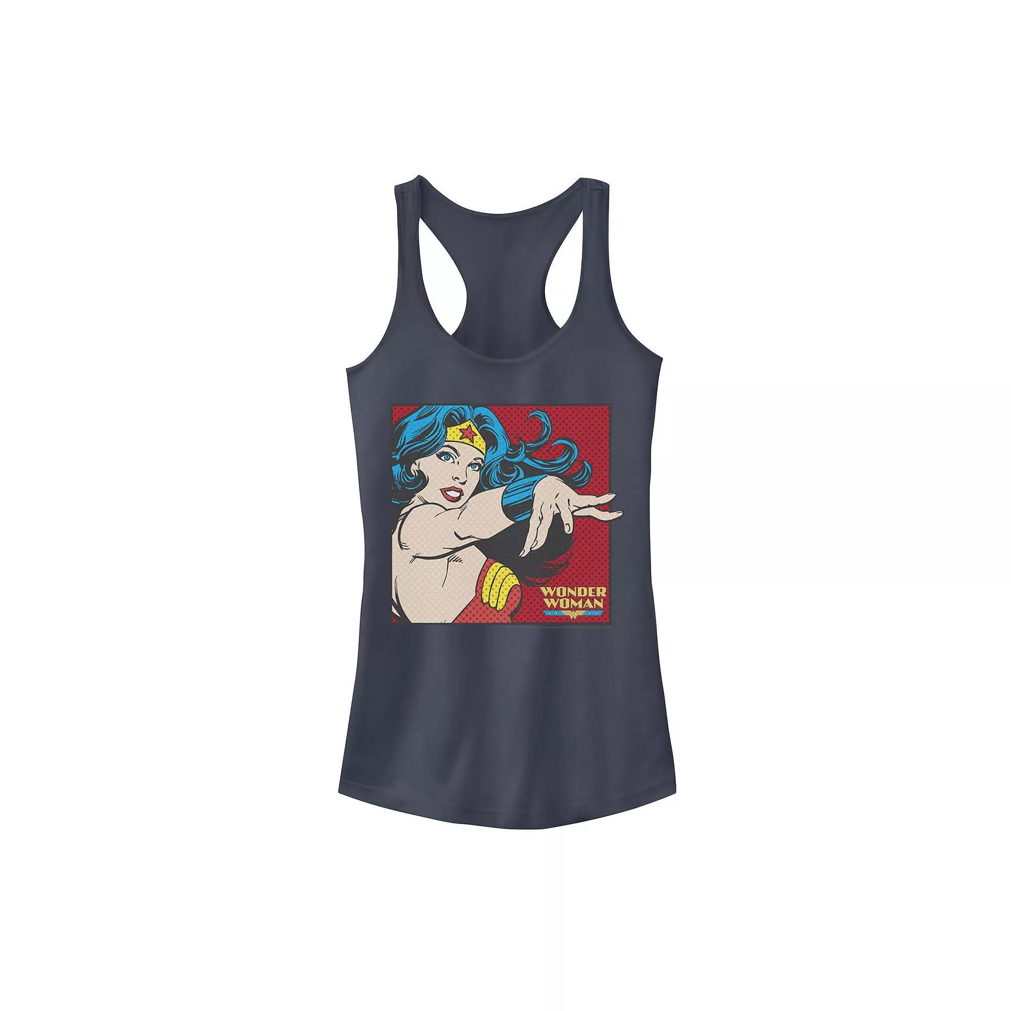Juniors' DC Comics Wonder Woman Pop Art Portrait Tank Top, Girl's, Size: XL, Blue Product Image