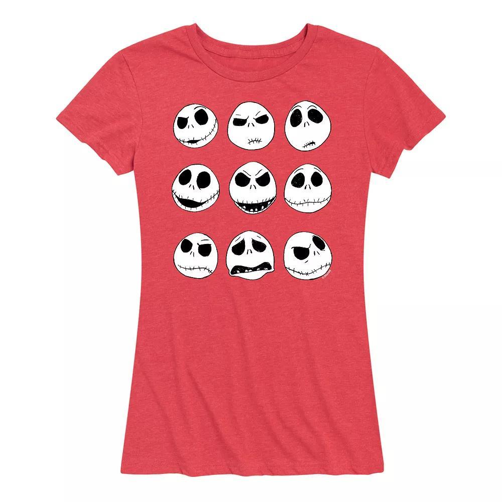 Disneys Nightmare Before Christmas Womens Jack Faces Graphic Tee, Girls Product Image