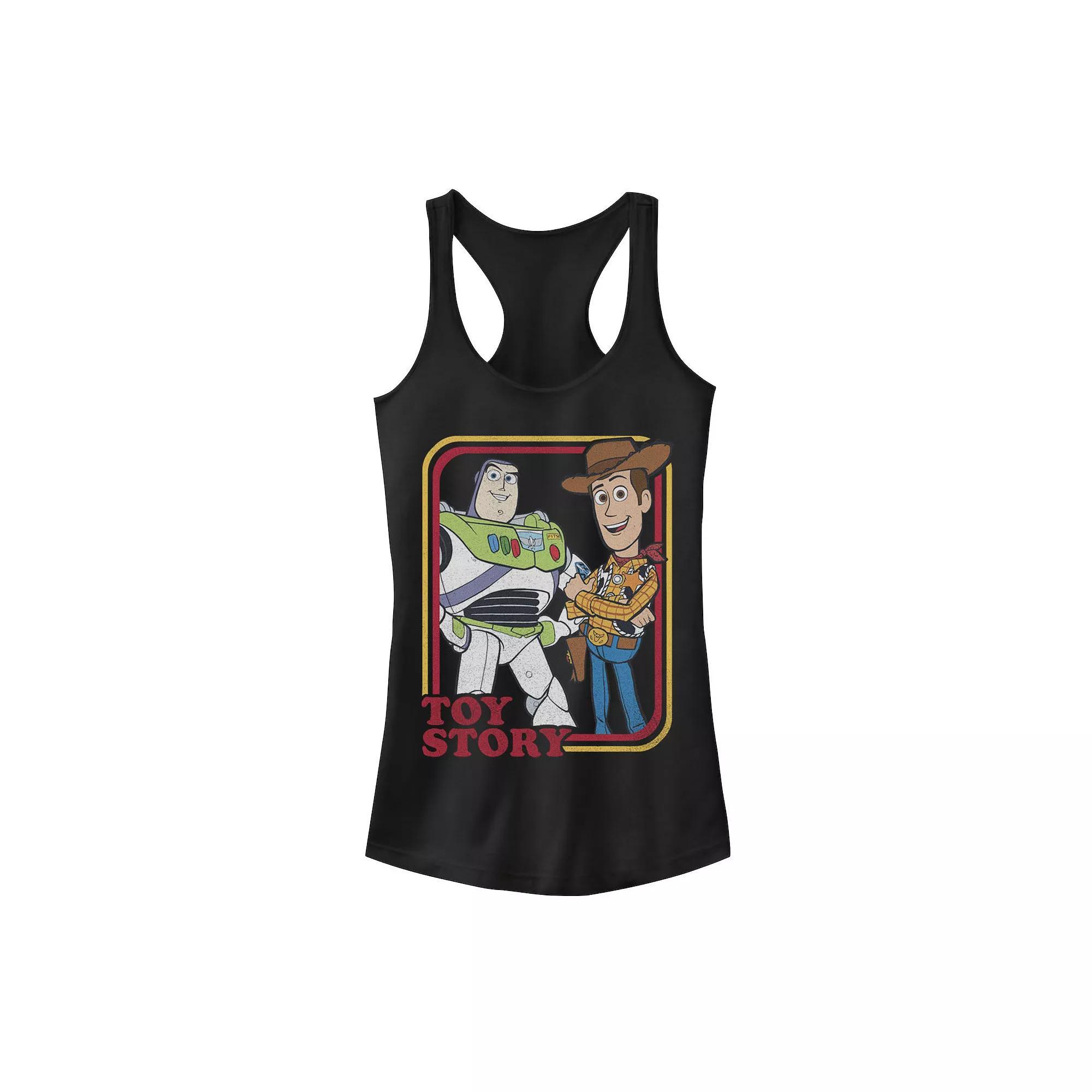 Disney / Pixar's Toy Story Buzz Lightyear & Woody Juniors' Buds Graphic Tank Top, Girl's, Size: Small, Black Product Image