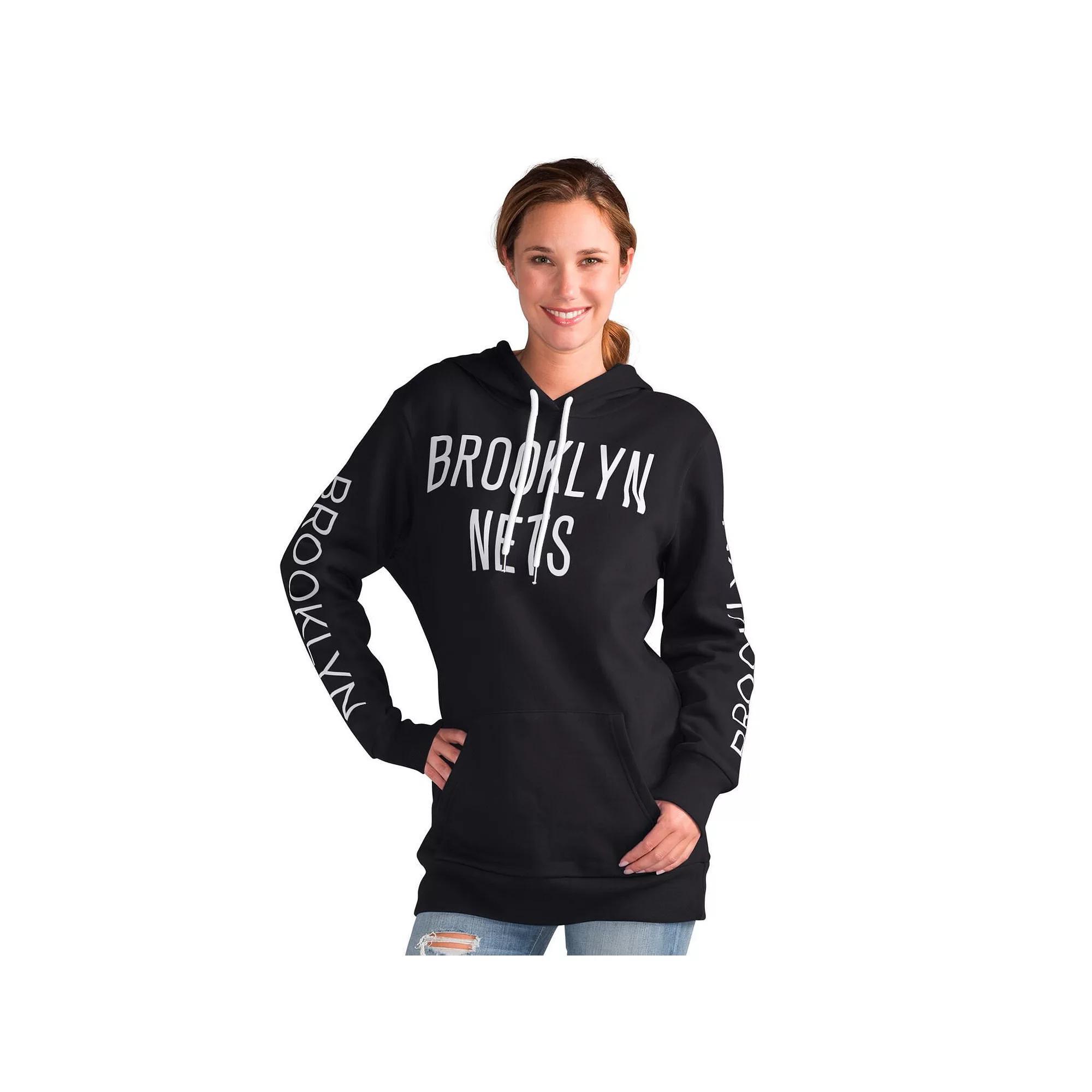 Women's G-III 4Her by Carl Banks Black Brooklyn Nets Base Coach Pullover Hoodie, Size: Large Product Image
