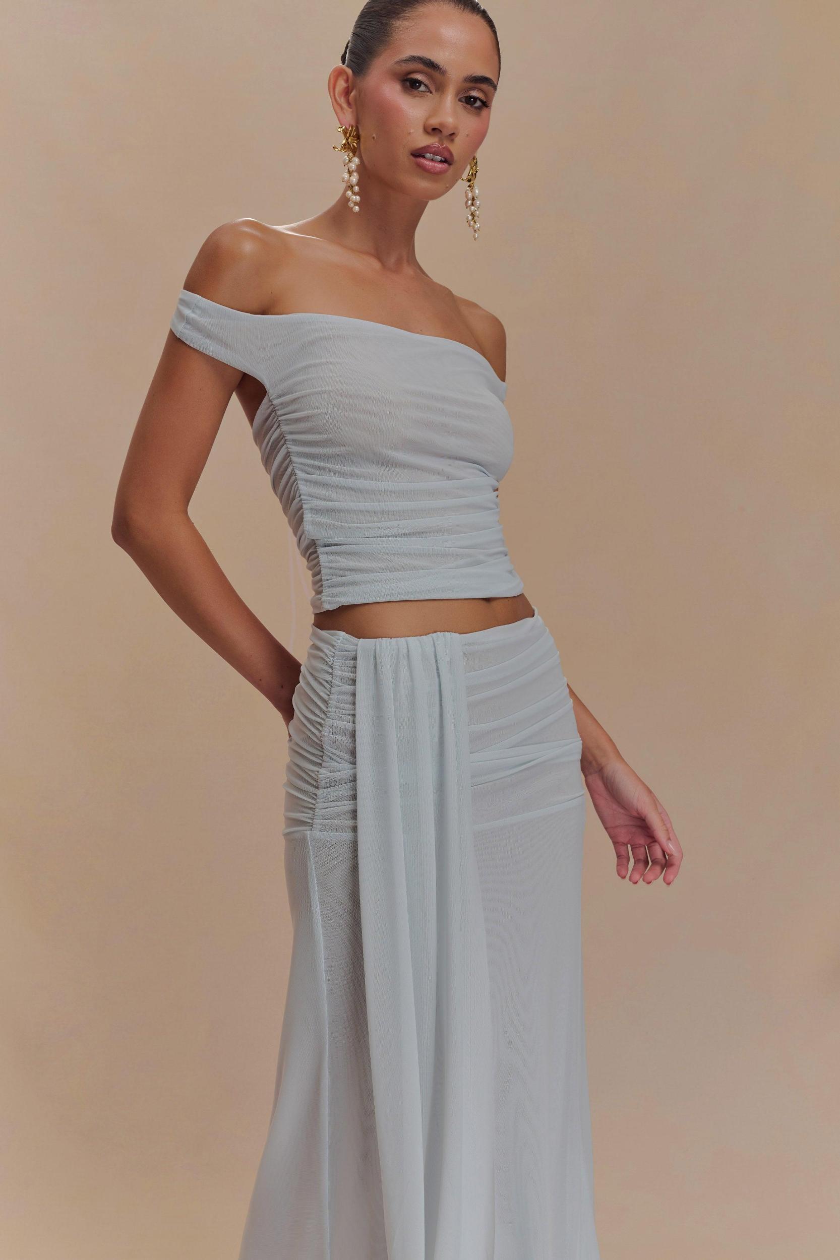 Brooklyn Mesh Crop Top - Pale Blue Product Image
