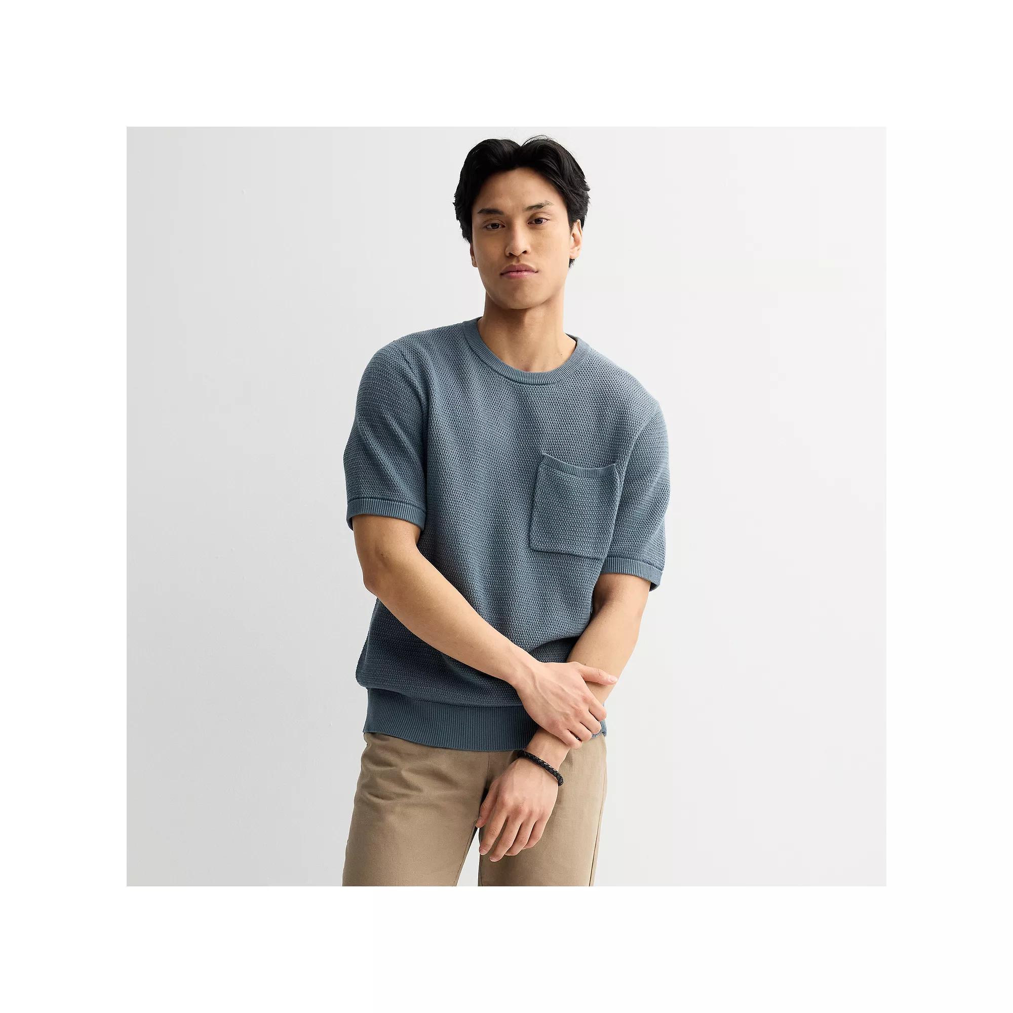 Men's Sage and Steel Short Sleeve Textured Stitch Sweater Tee, Size: XL, Stormy Weather Product Image