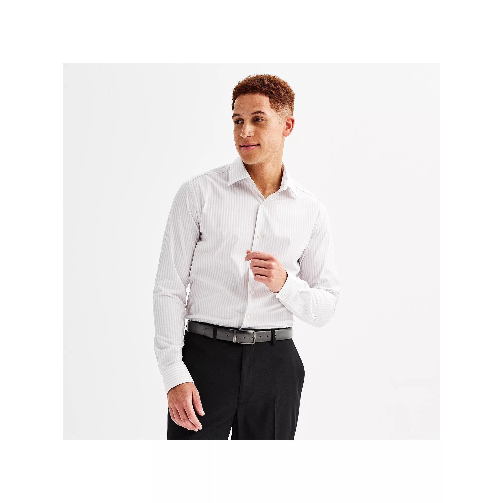 Men's Apt. 9® Premier Flex Regular-Fit Wrinkle Resistant Dress Shirt, Size: Medium-32/33, Gray Geo Dobby Product Image