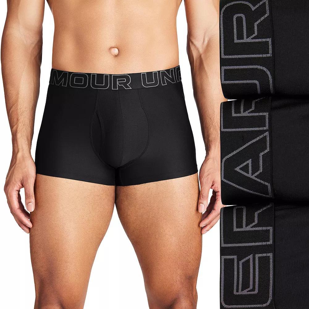 Men's Under Armour 3-pack Performance Tech 3-in. Boxer Briefs, Size: XXL, Black Product Image