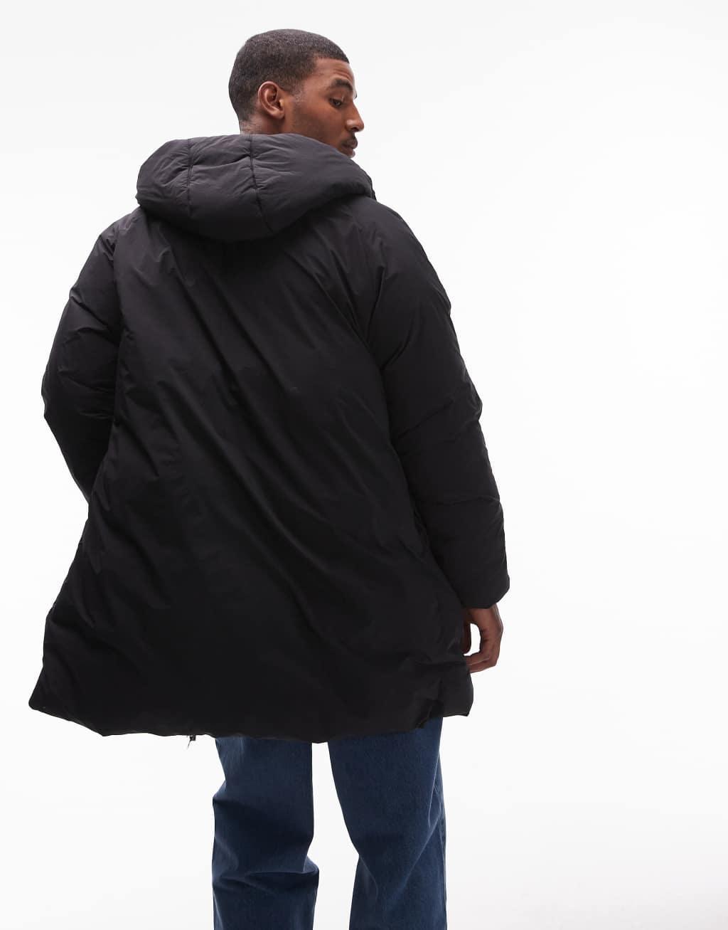 Topman longline puffer jacket in black Product Image