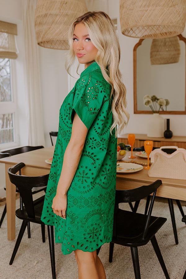 Smiles And Sorbet Eyelet Mini Dress in Kelly Green Product Image