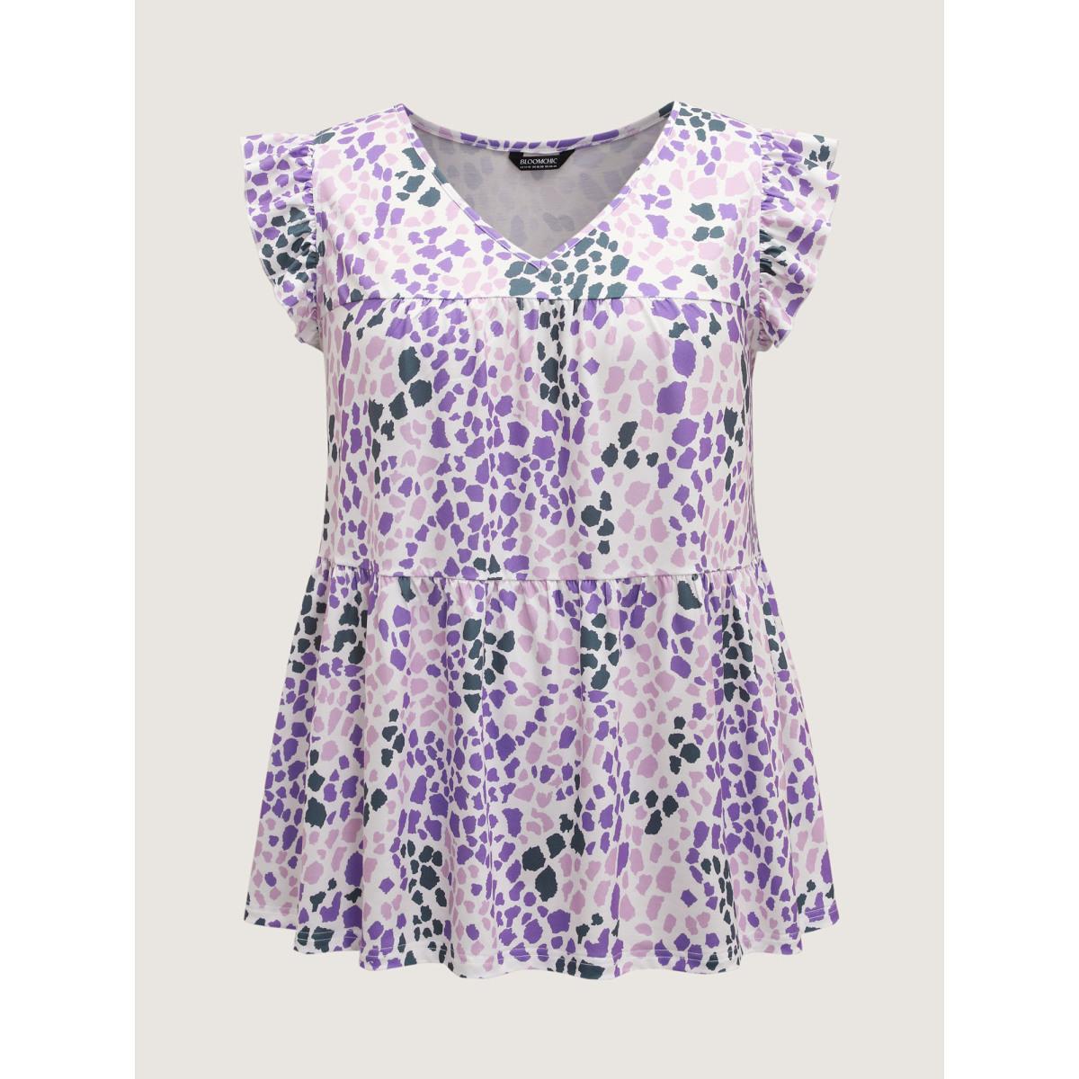 Plus Size Colorful Leopard Print Bust-Comfort Top Women Multicolor Gathered V-neck Everyday-Elegant Tank Tops Camis BloomChic 26/4X Product Image