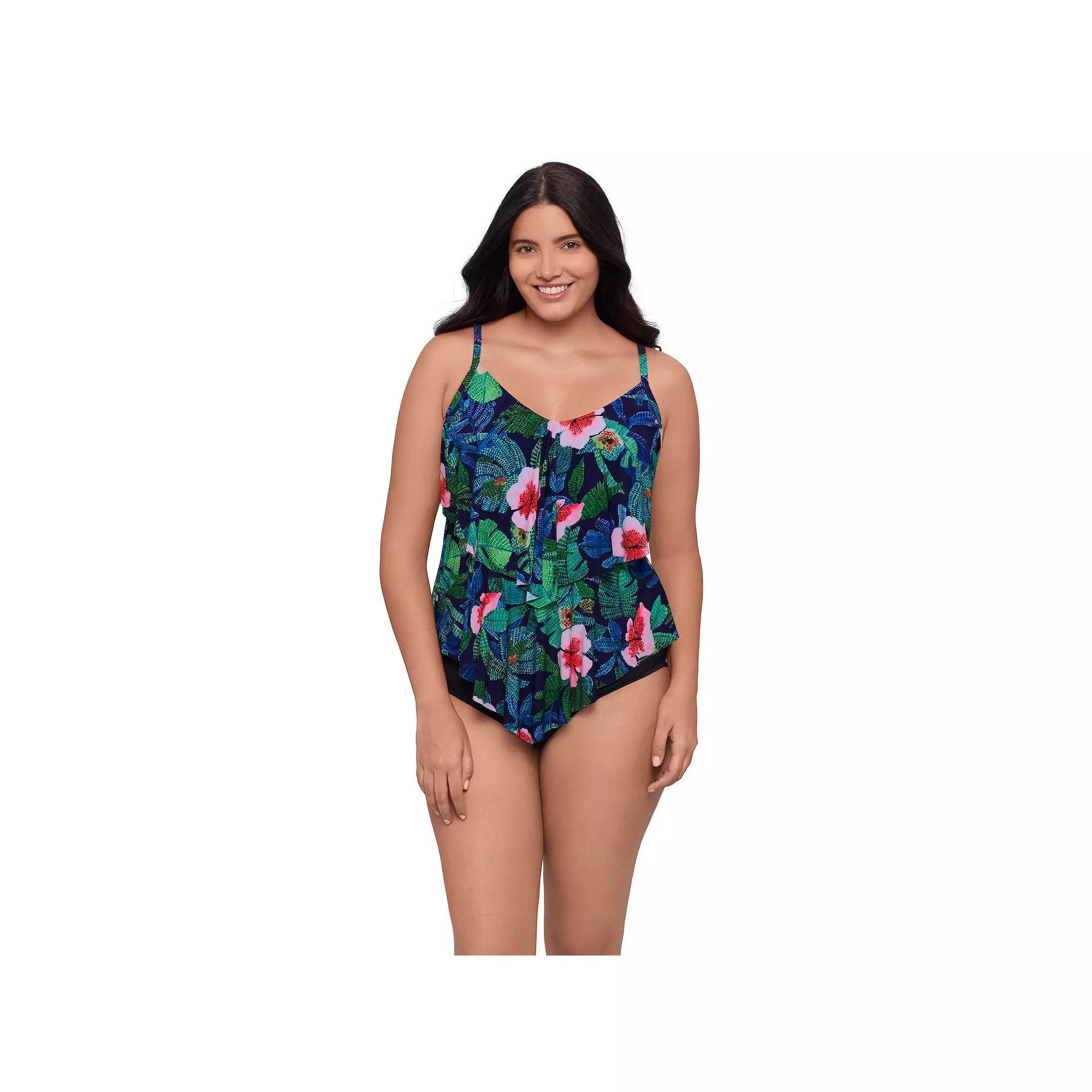 Women's Trimshaper Jungle Oasis Ronnie Tankini Swim Top, Size: 10 Product Image