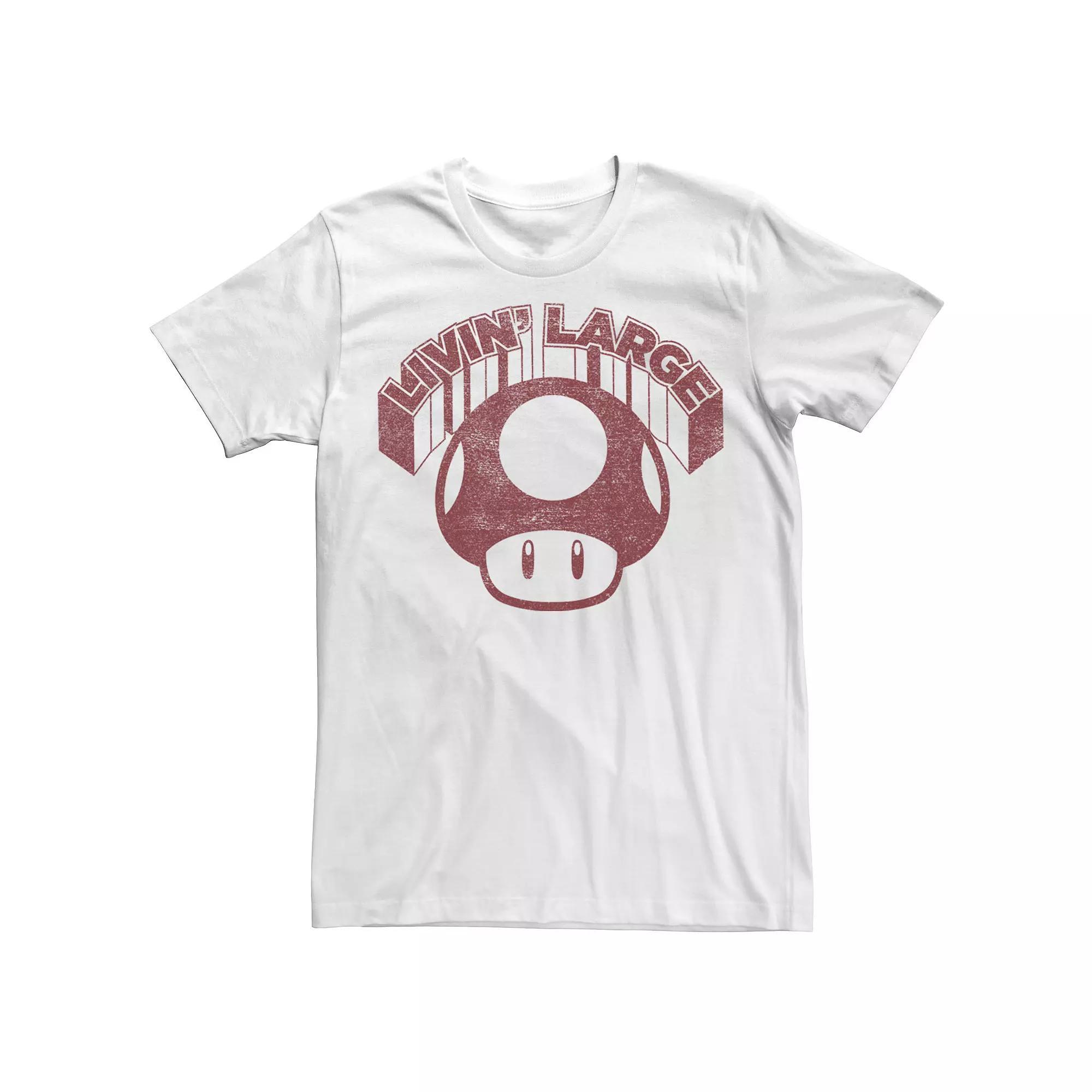 Men's Super Mario Mushroom Livin' Large Tee, Size: XS, Red Grey Product Image