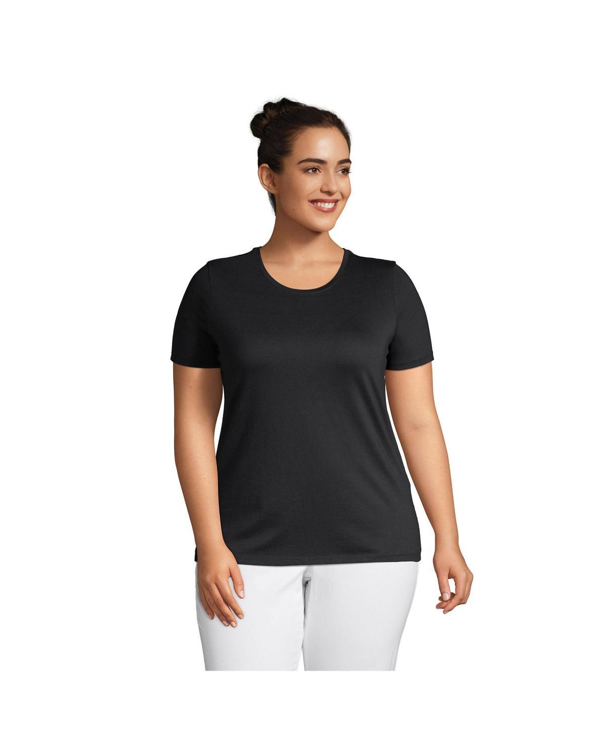Plus Size Lands' End Relaxed Supima Cotton Crewneck Tee, Women's, Size: 3XL, White Product Image