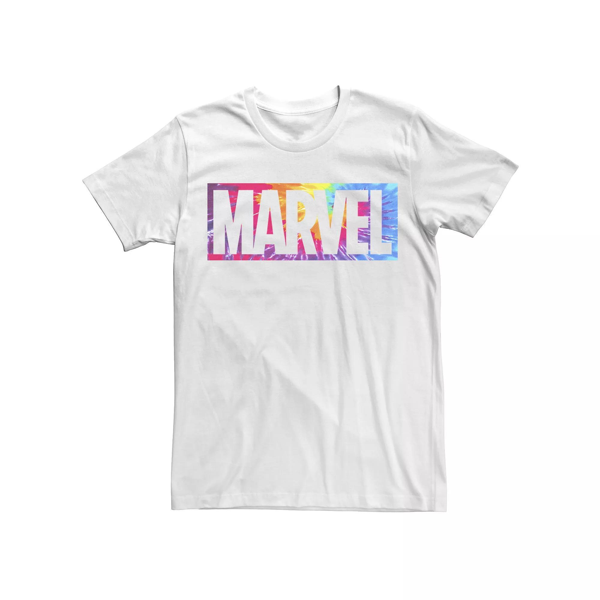 Big & Tall Marvel Tie Dye Box Logo Typo Tee, Men's, Size: 3XL, White Product Image