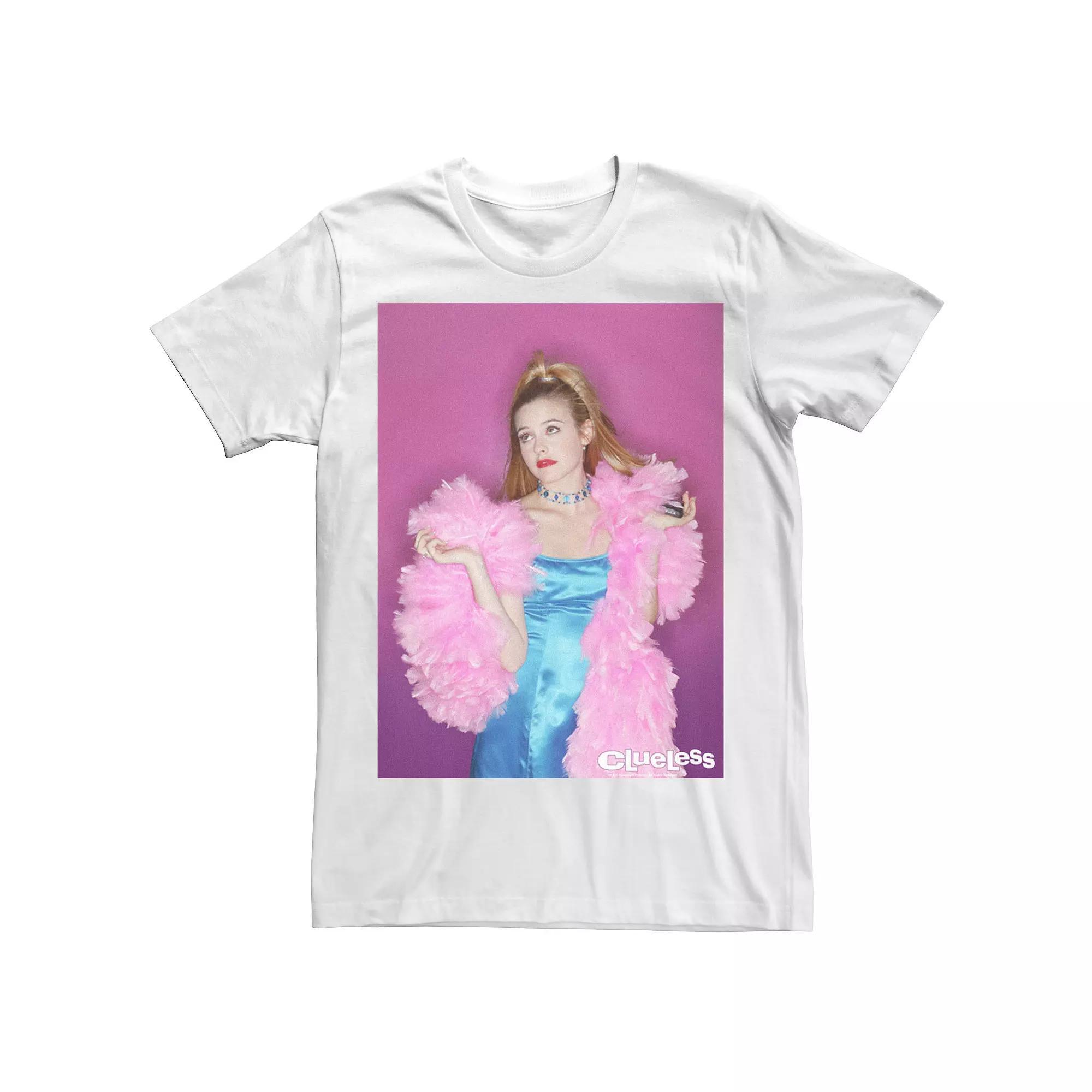 Men's Clueless Cher & Her Feather Boa Photo Shoot Tee, Size: Large, White Product Image