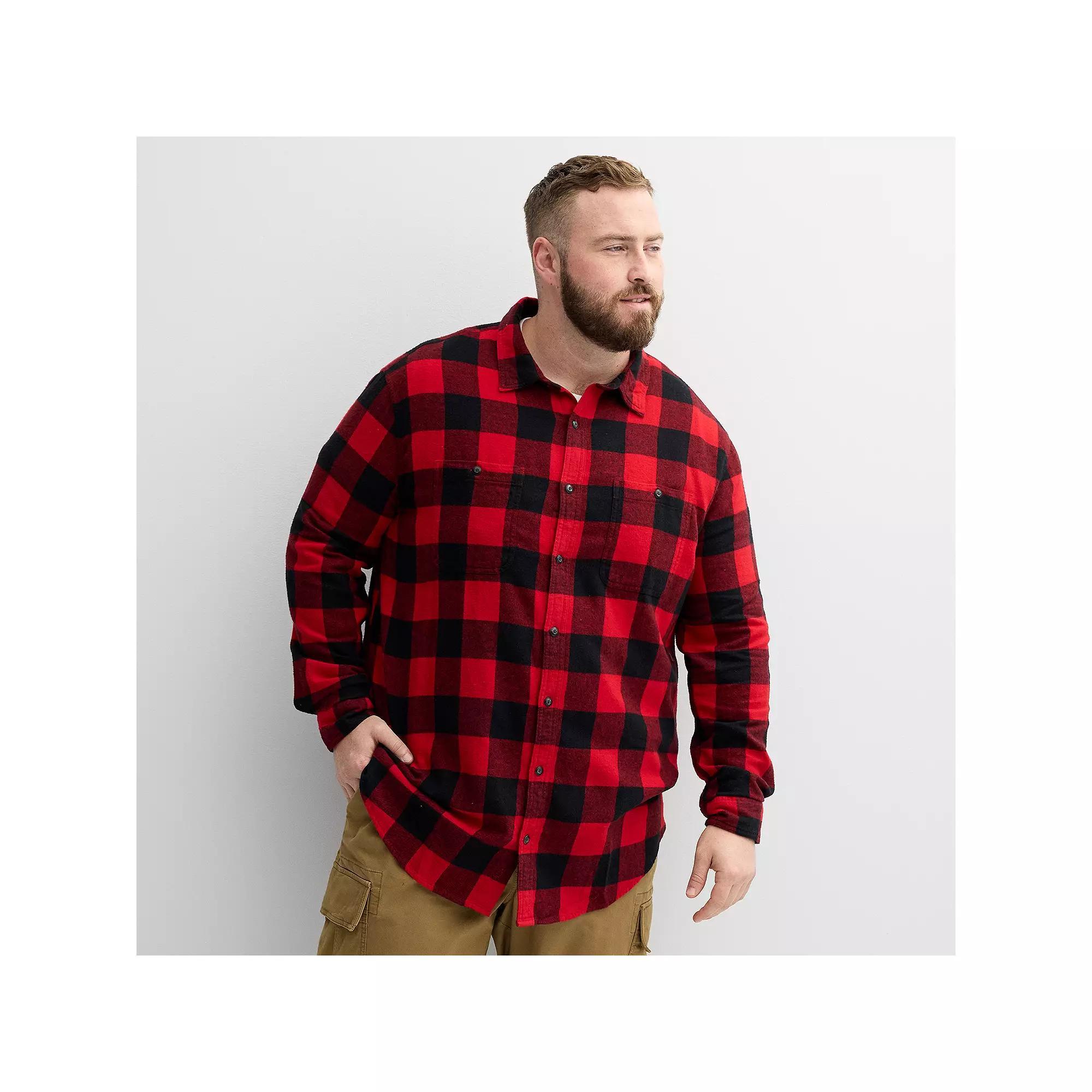 Big & Tall Sonoma Goods For Life® Long Sleeve Flannel Shirt, Men's, Size: XXL Tall, Buffalo Check Red Product Image
