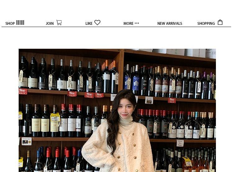 V-Neck Double Breasted Tweed Jacket / High Rise Plain Maxi Skirt Product Image