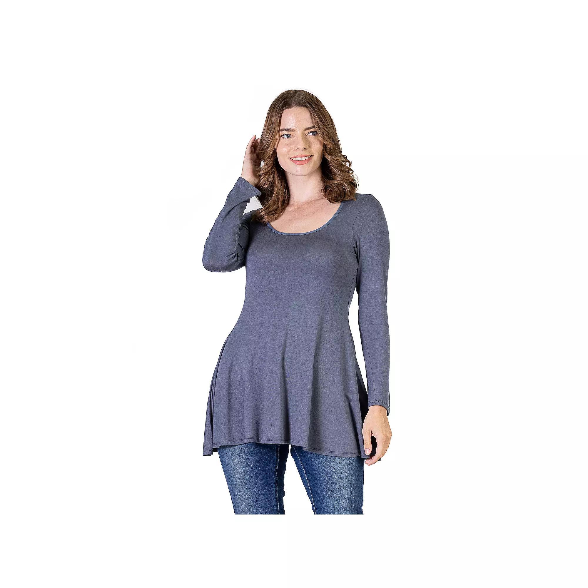 Womens 24Seven Comfort Apparel Swing Style Flared Tunic Top Purple Product Image