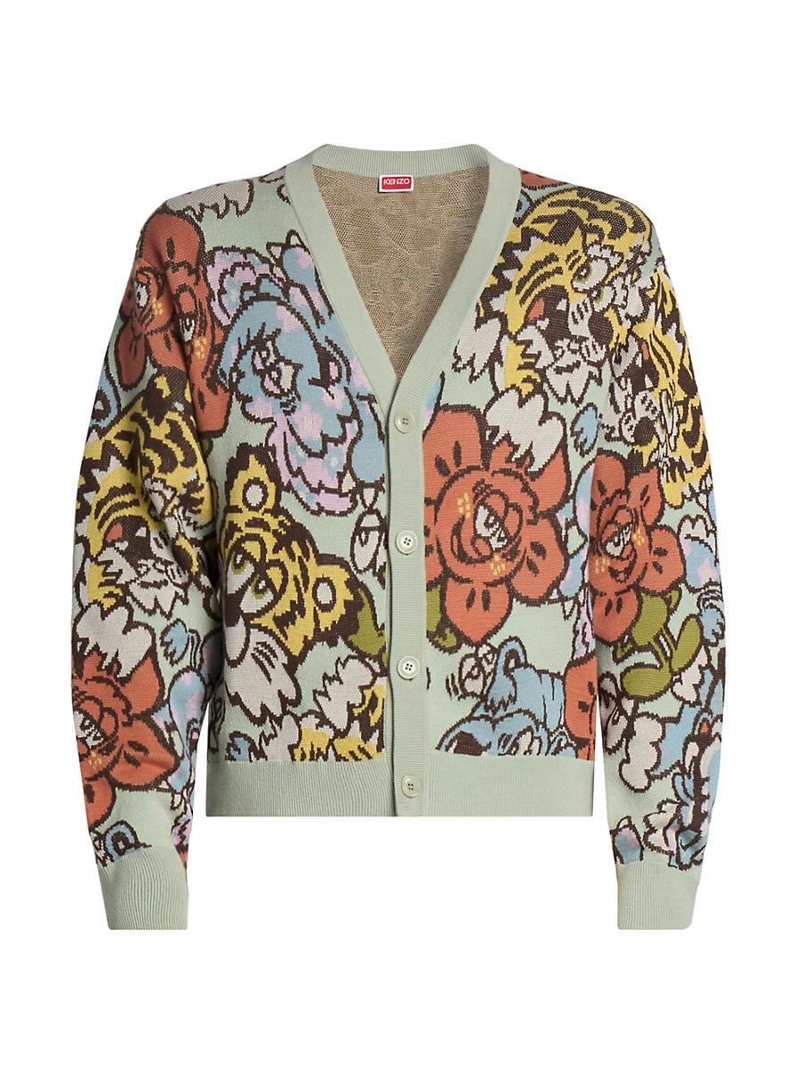 Mens Kenzo x Verdy Intarsia-Knit V-Neck Cardigan Product Image