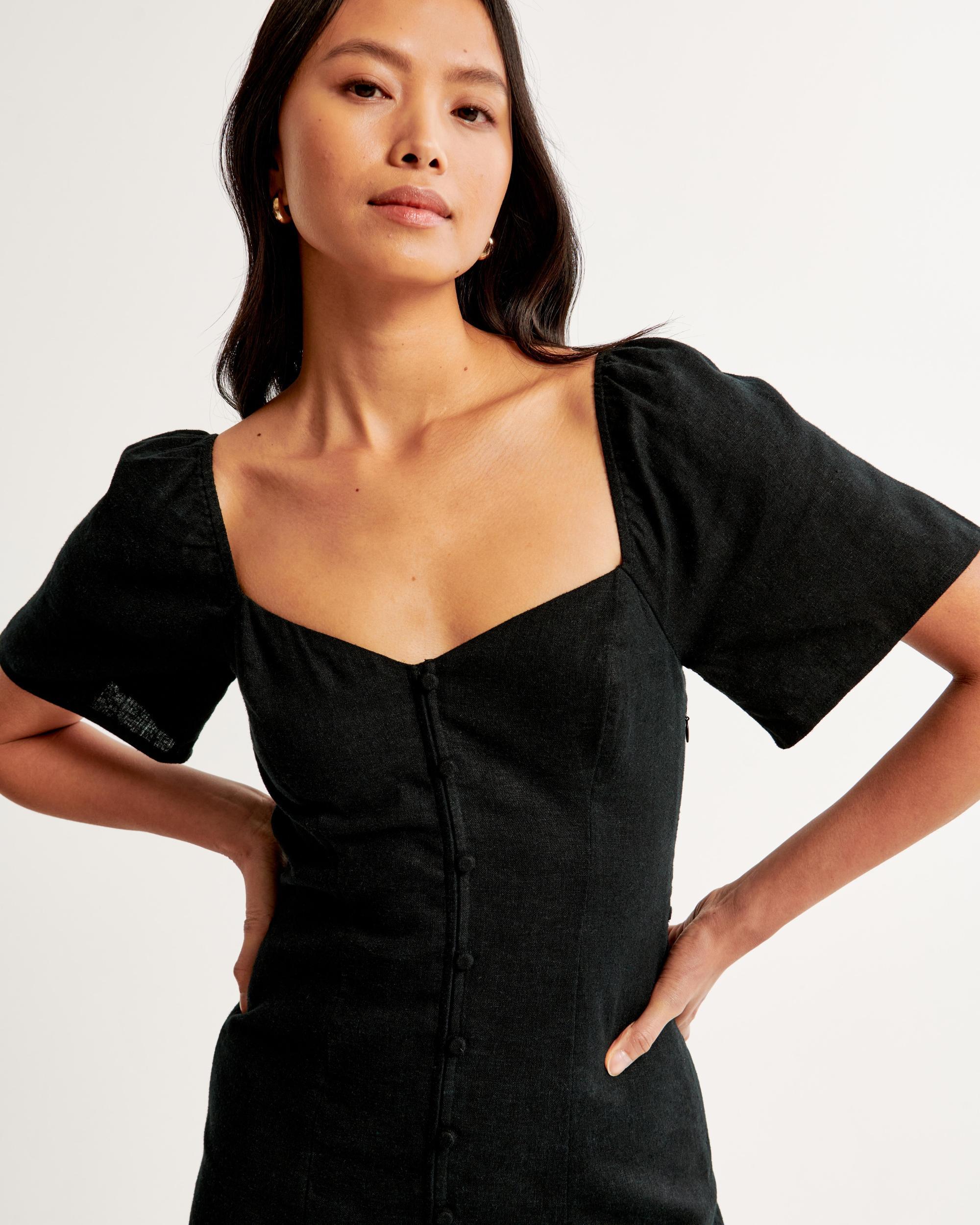 Linen-Blend Button-Through Mini Dress Product Image